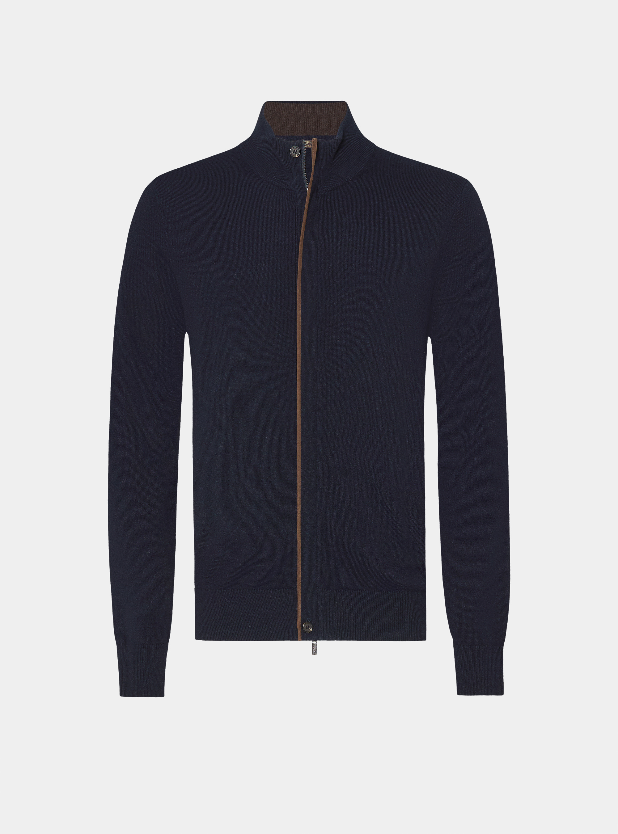 Strickjacke mit Rei&szlig;verschluss aus Lambswool und Kaschmir, NAVY 0218C
