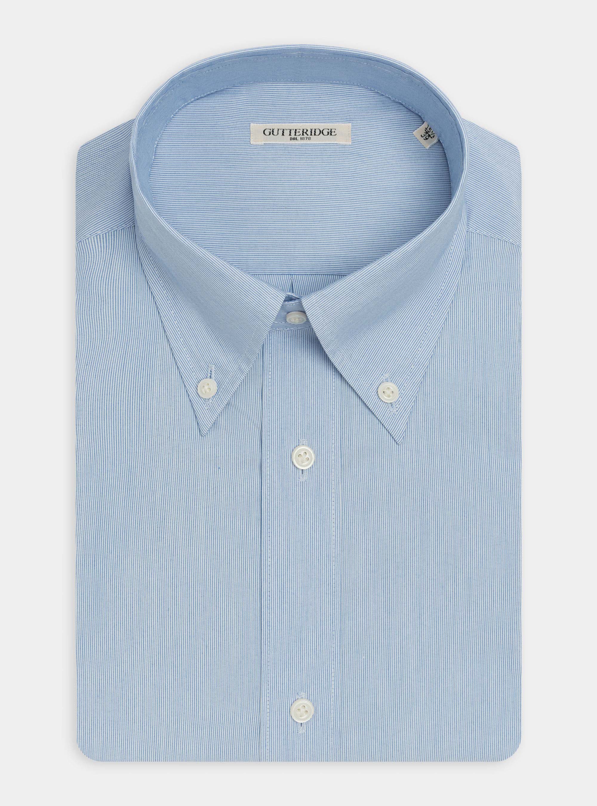 Camicia collo button down in misto cotone, AZZURRO