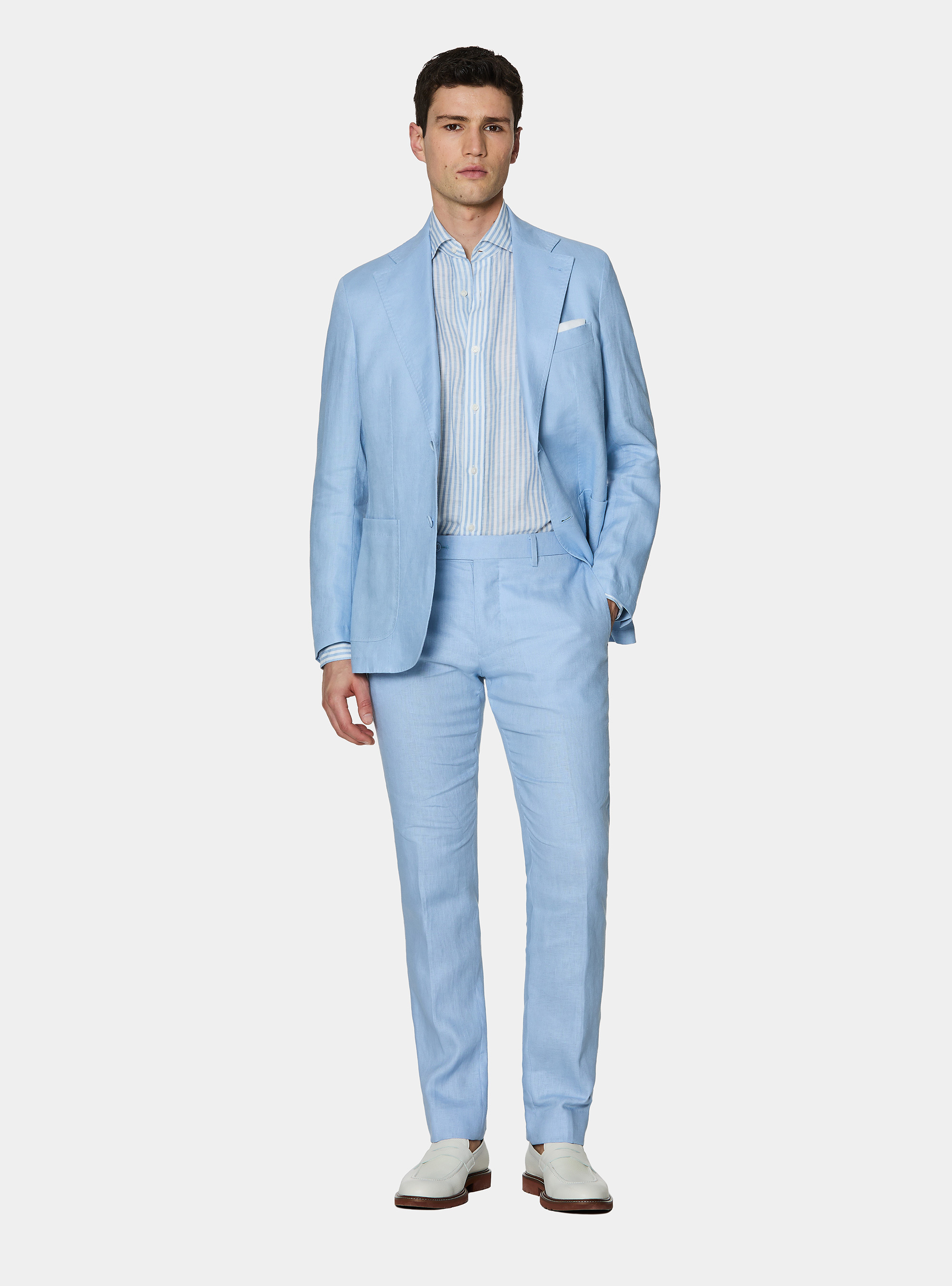 Pure linen light blue suit, 