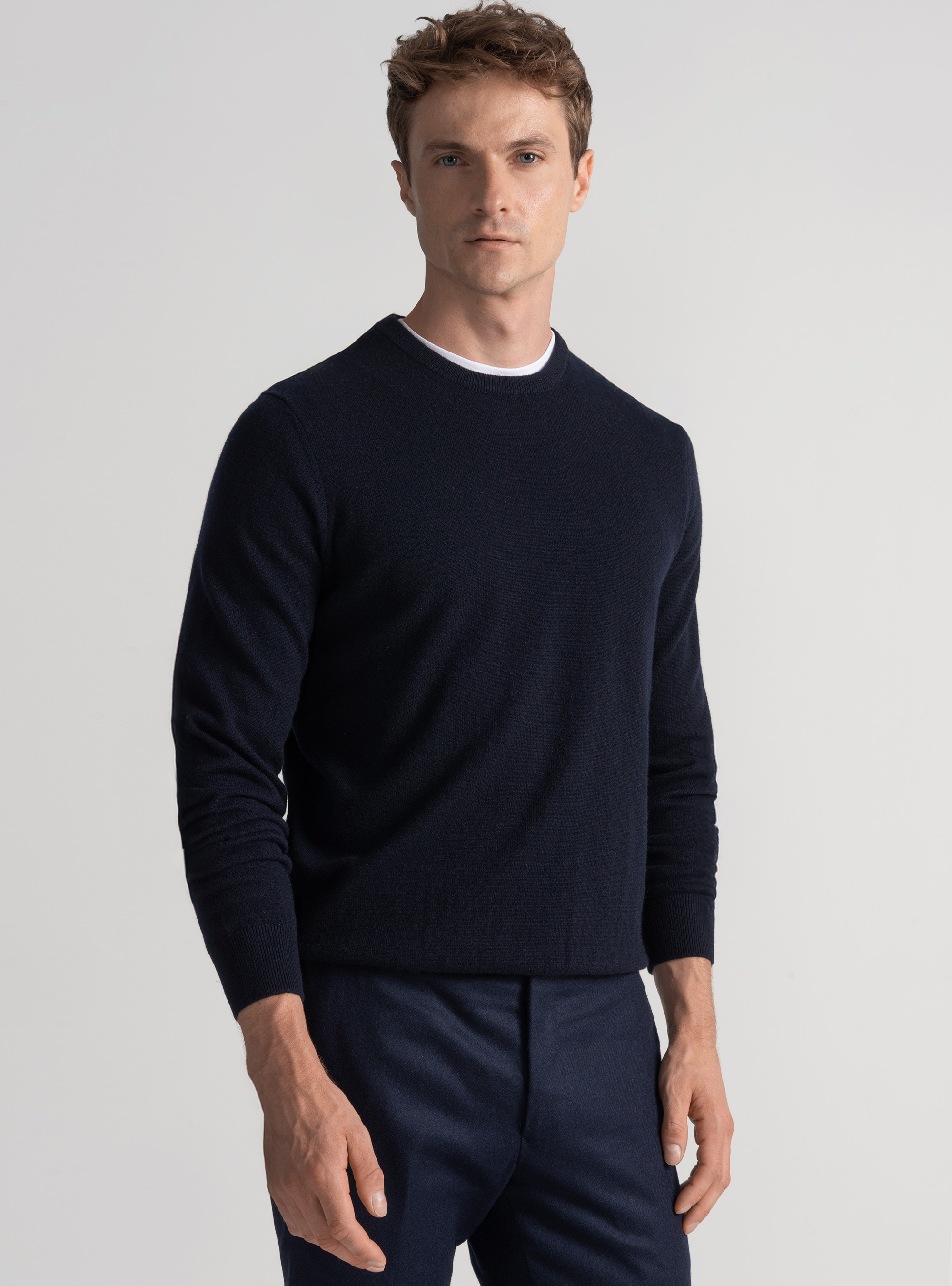 Cashmere crew-neck sweater, NAVY BLUE