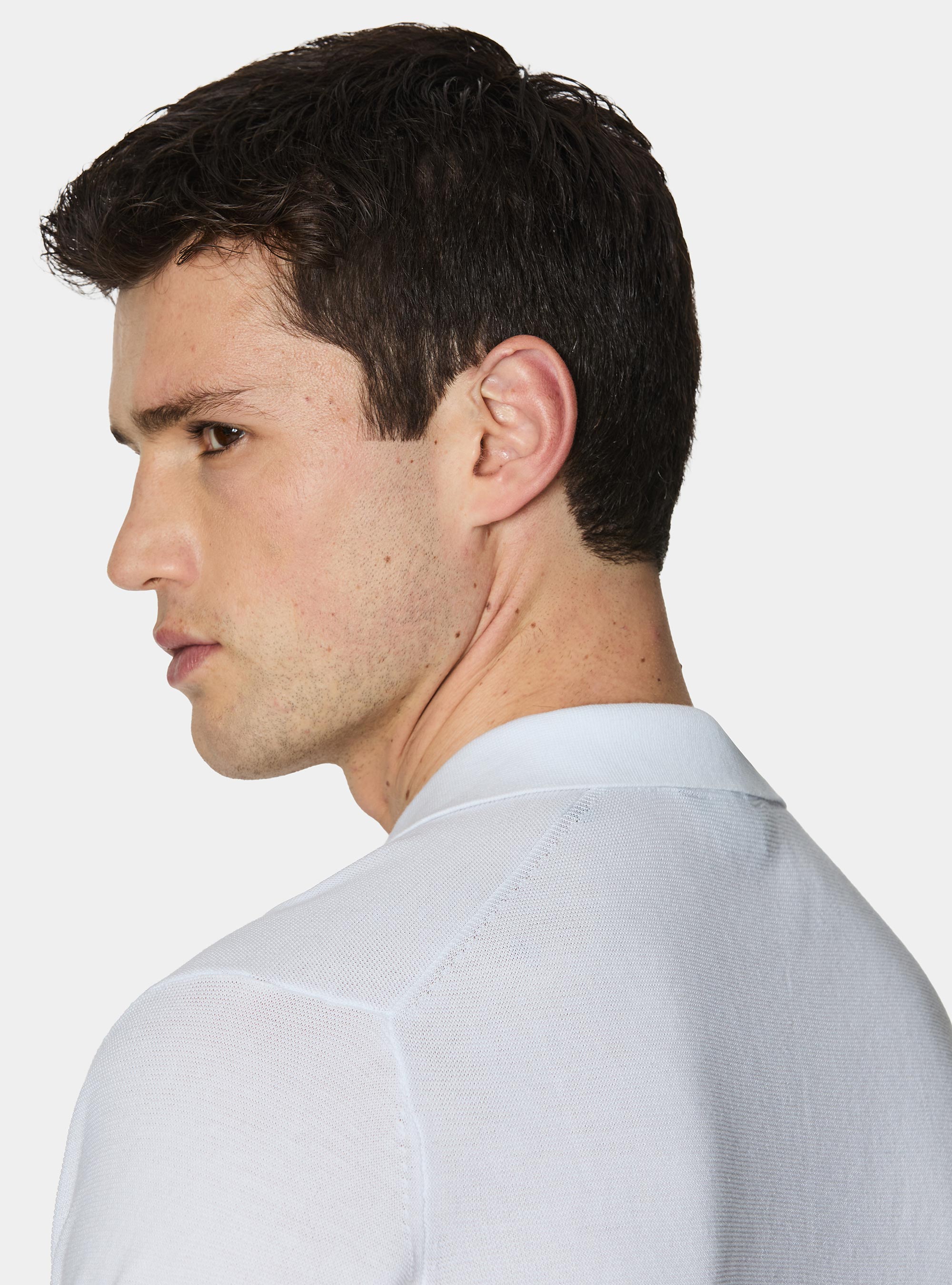 Knitted links polo shirt in extra-fine cotton, WHITE
