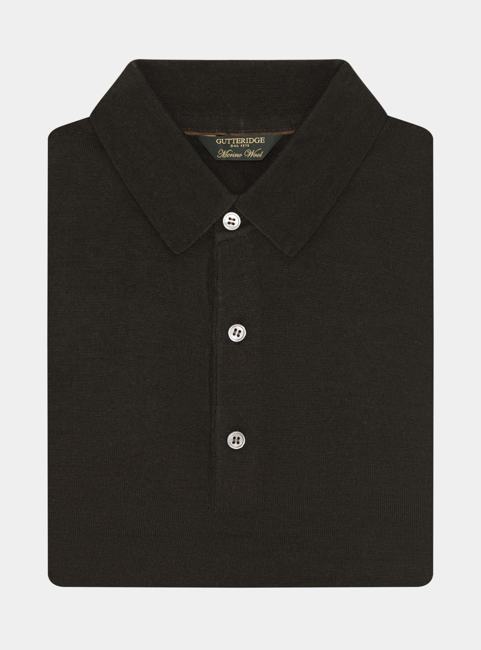 Strick-Poloshirt aus extrafeiner Merinowolle, MARRONE 0507C