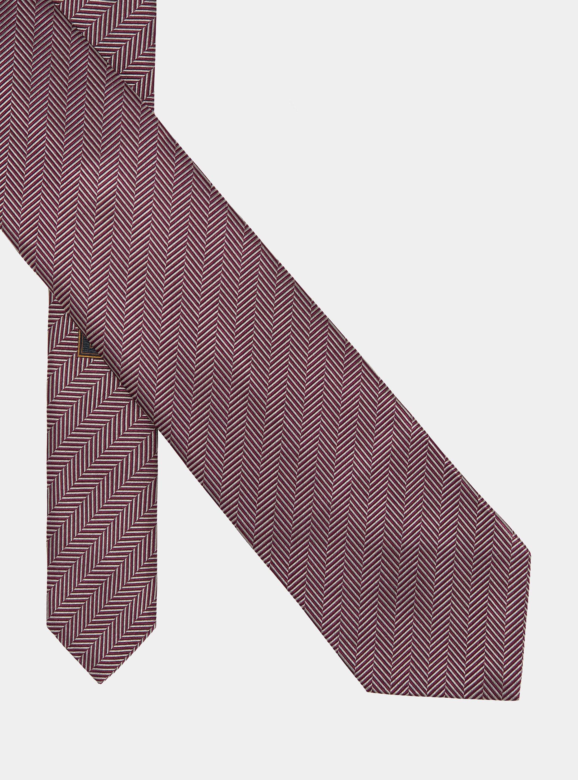 Herringbone silk tie, BORDEAUX 0304C