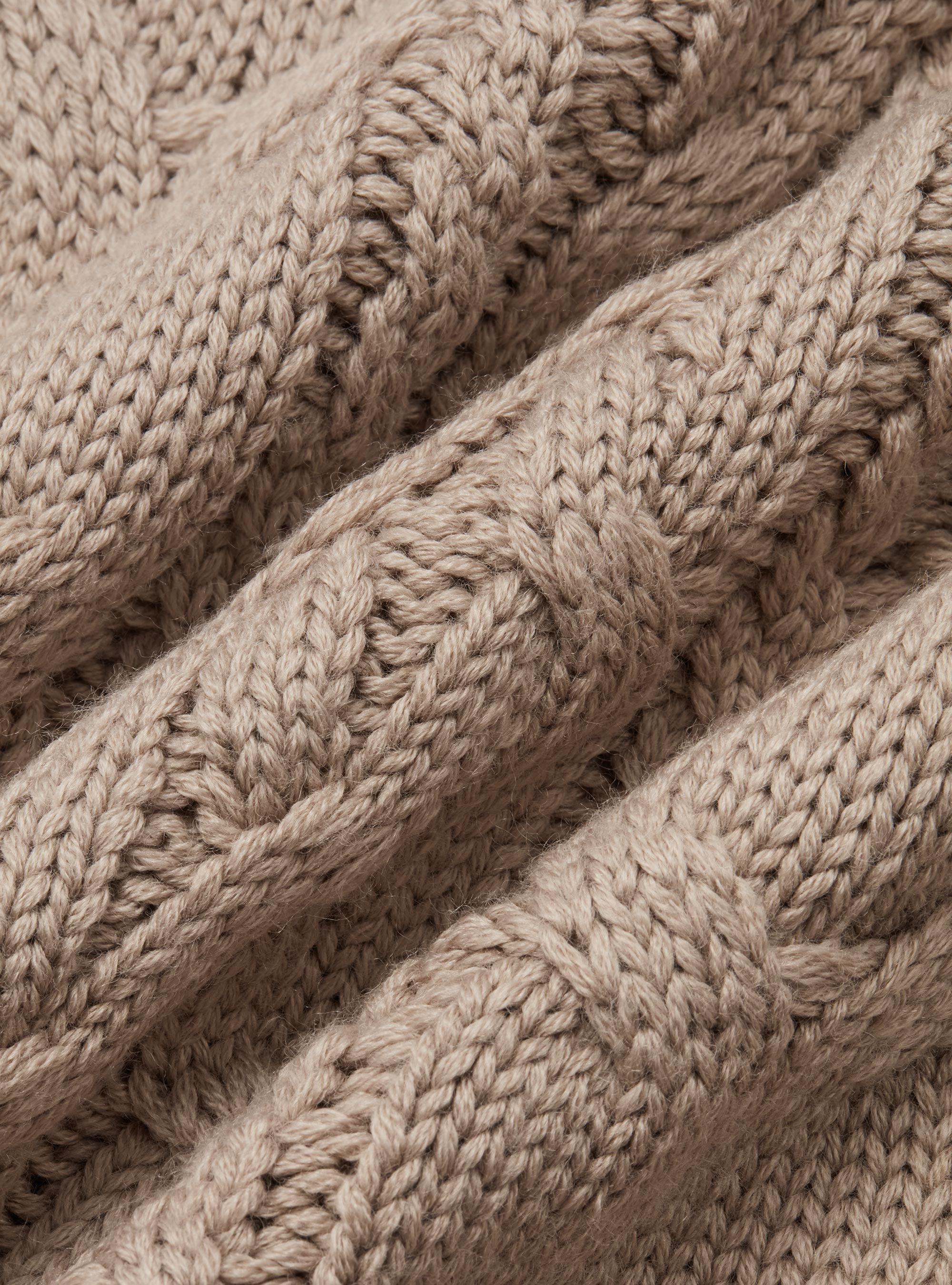 Wool-blend turtleneck sweater with braid, SAND