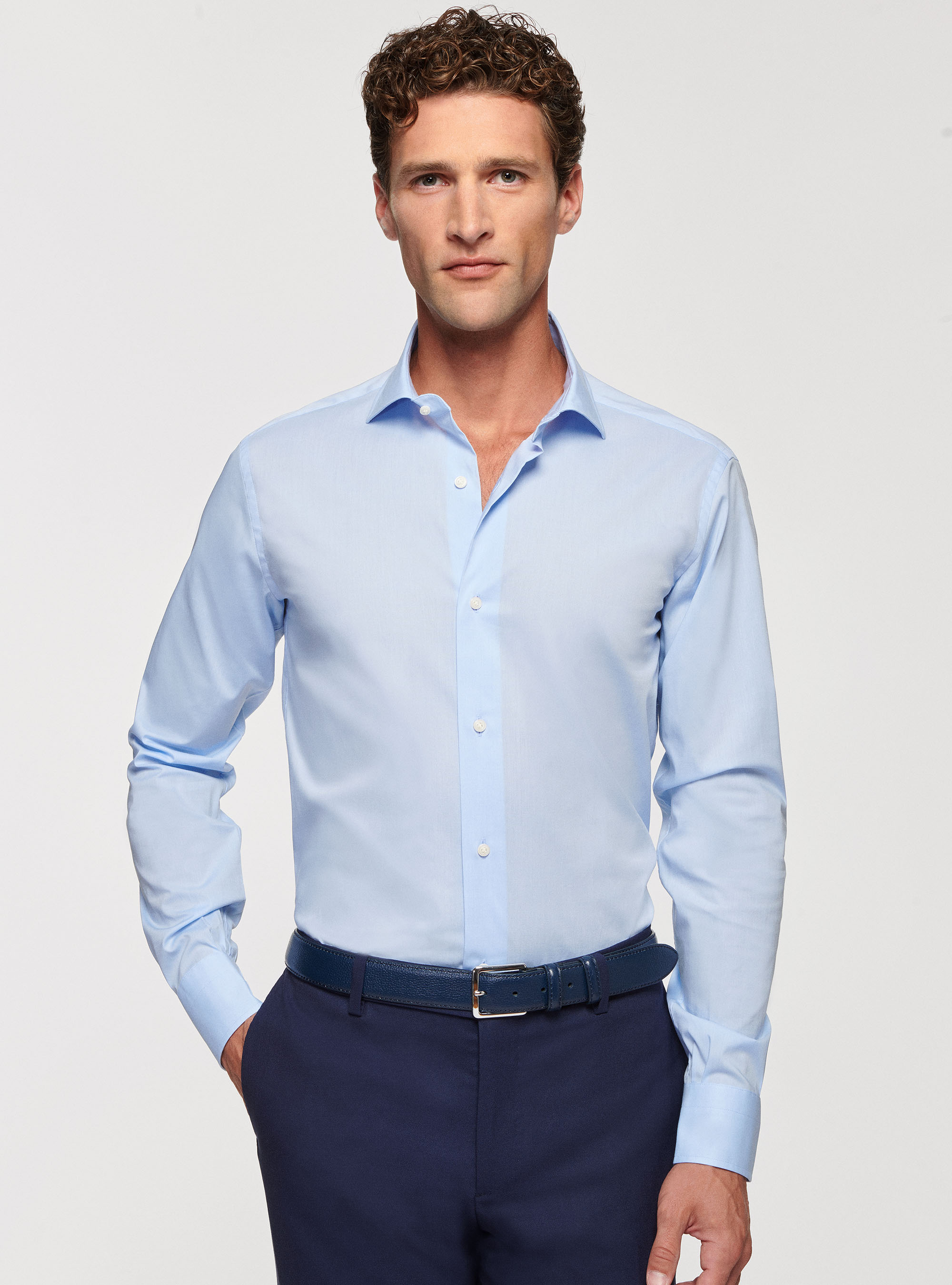 Stretch poplin shirt, LIGHT BLUE