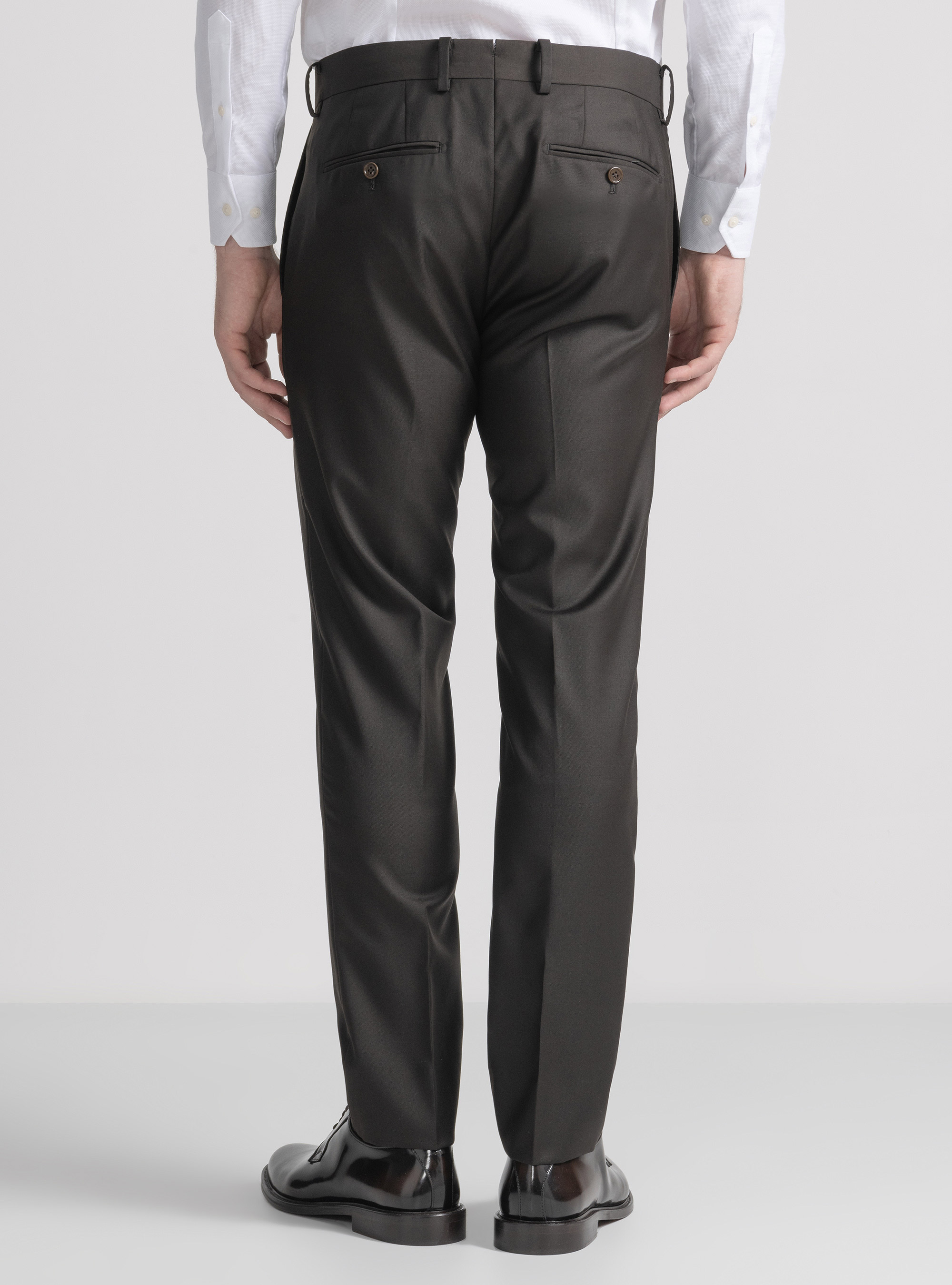 Trousers in pure 110's superfine wool, BROWN