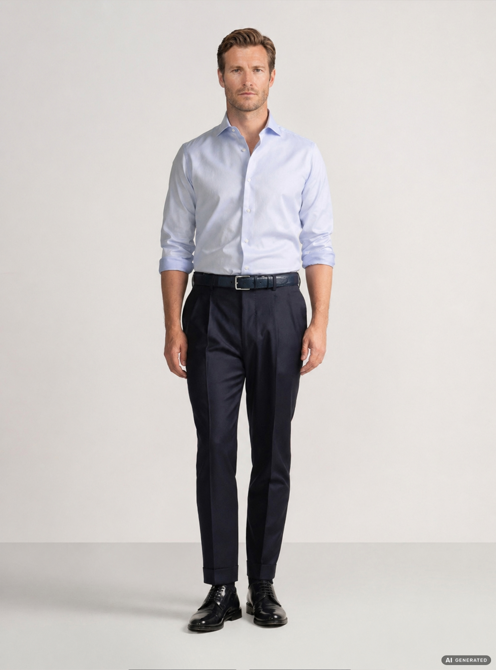 Camicia in cotone twill, AZZURRO