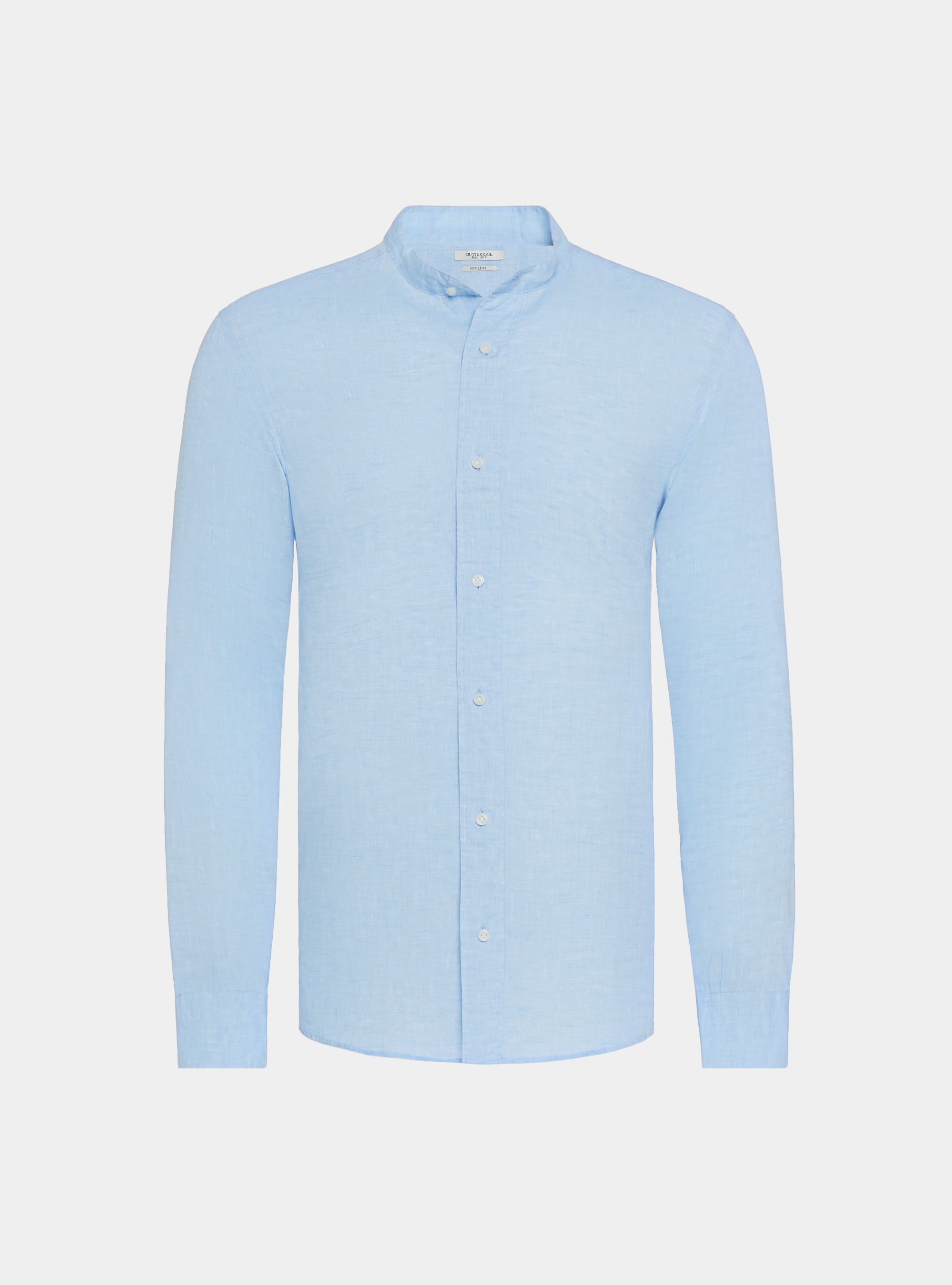 Korean shirt in pure linen, LIGHT BLUE