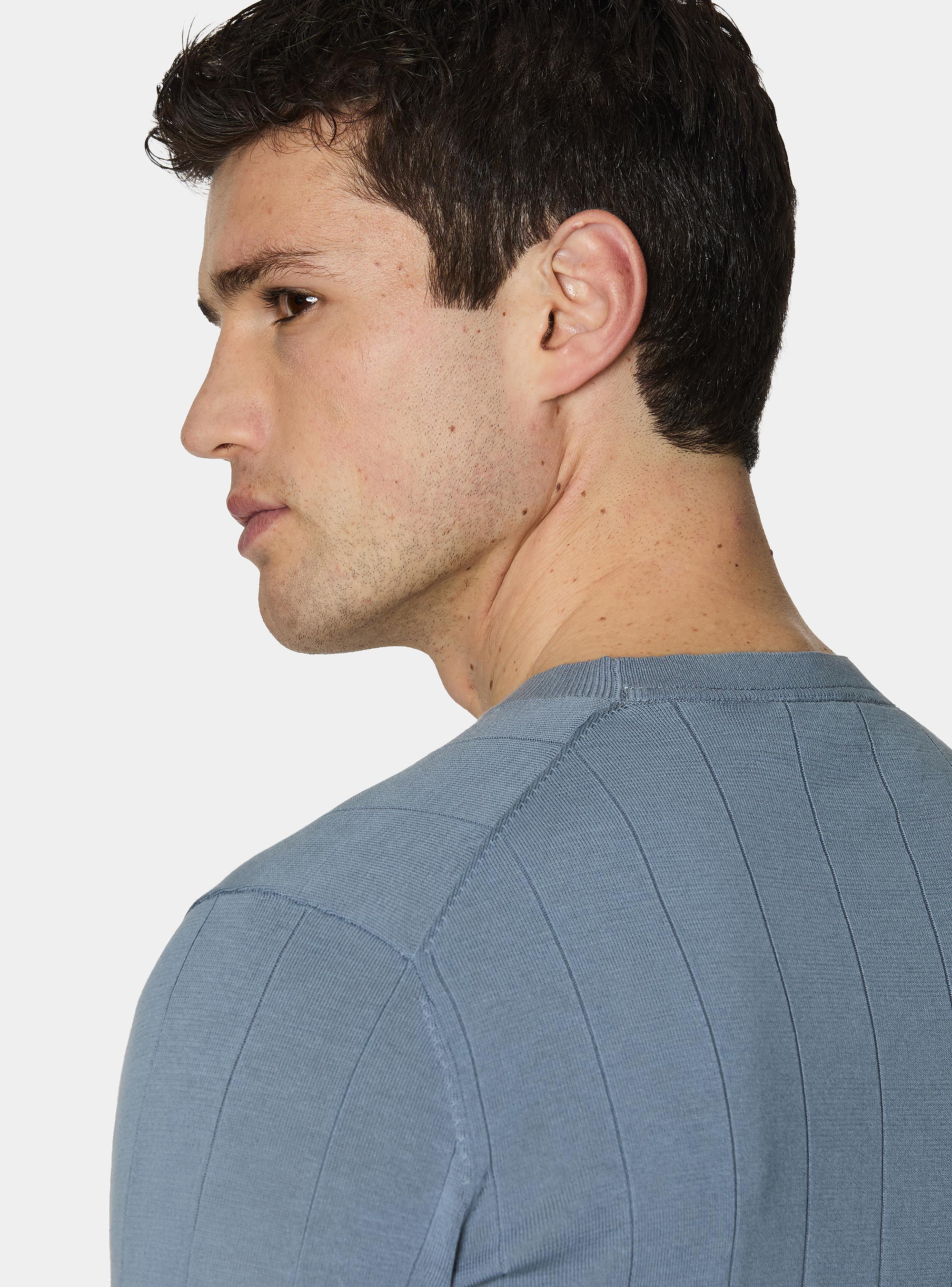 Pure cotton flat-ribbed sweater, AVIO 0292C