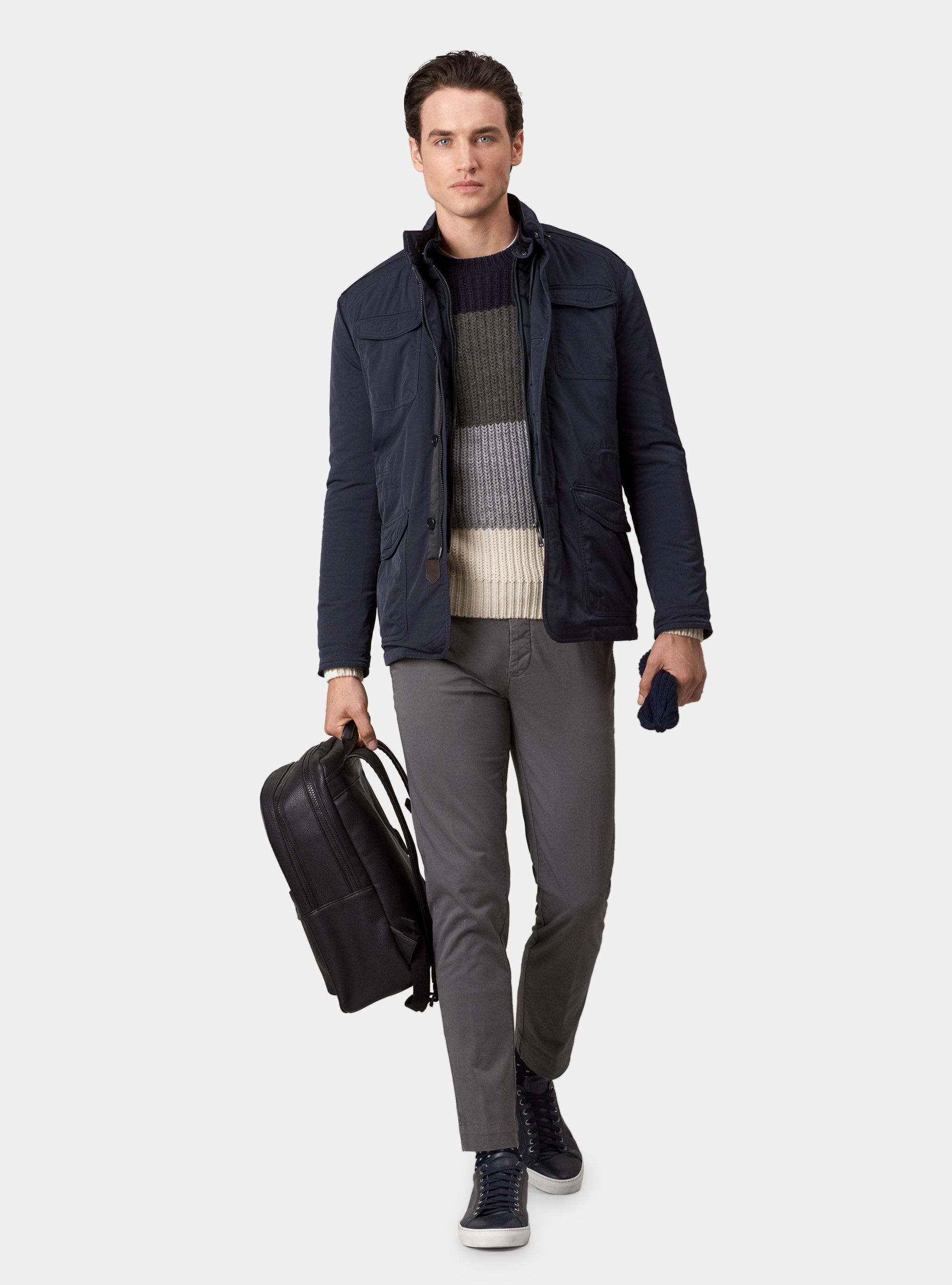 Field jacket with removable patch and bib, NAVY BLUE