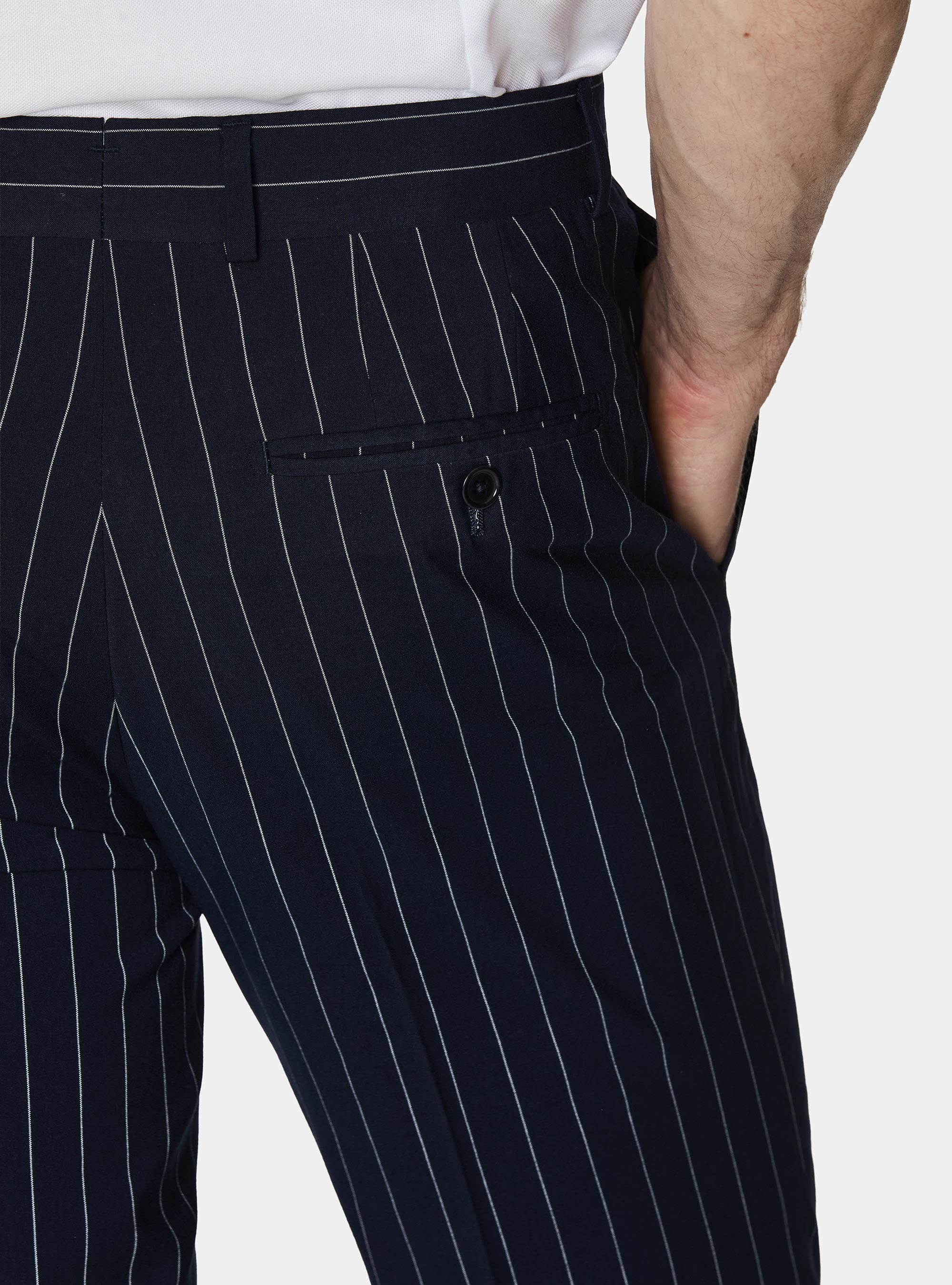 Pinstripe suit trousers, NAVY BLUE