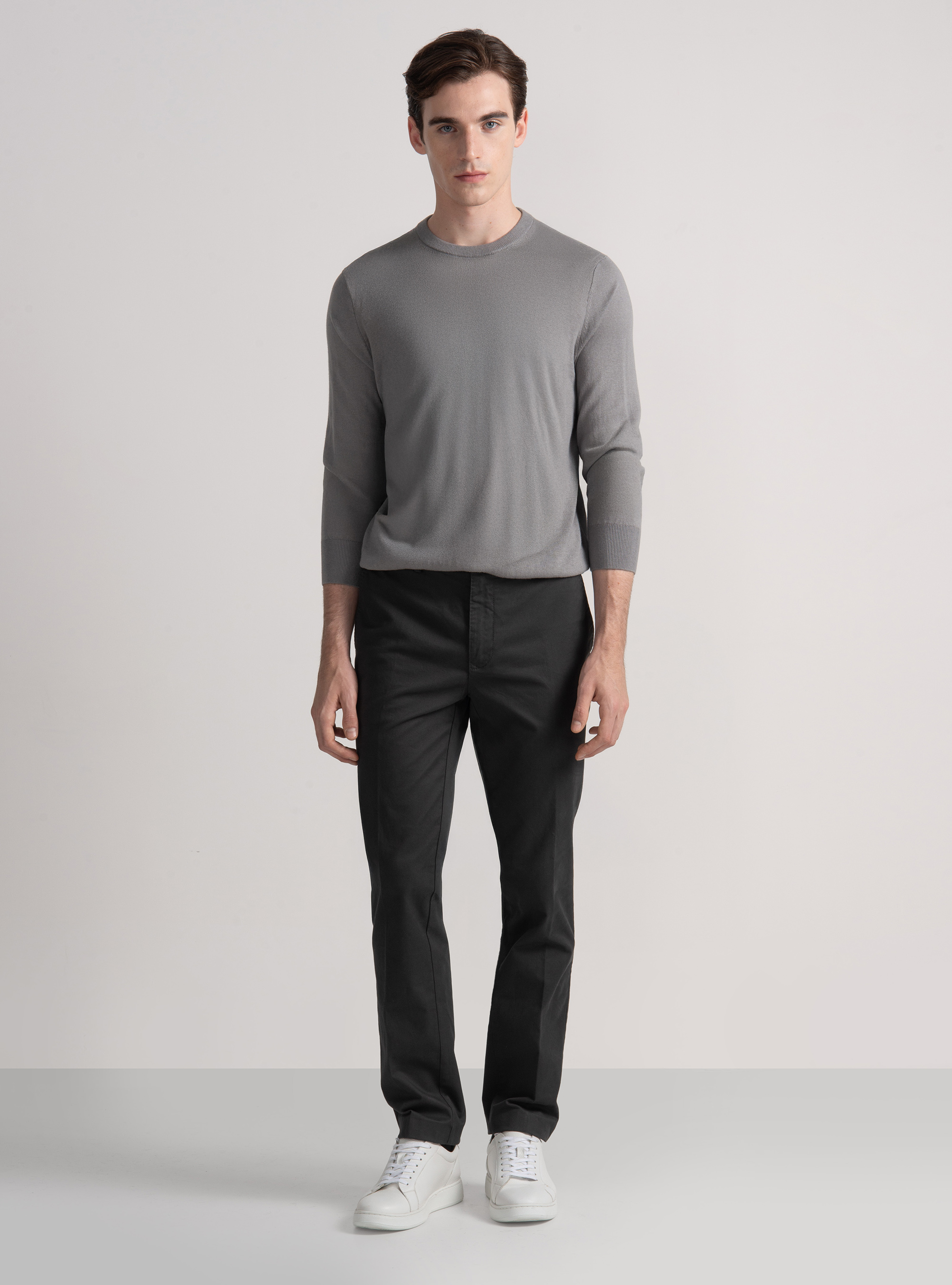 Pantal&oacute;n chino slim fit de sarga el&aacute;stica, GRIS MARENGO