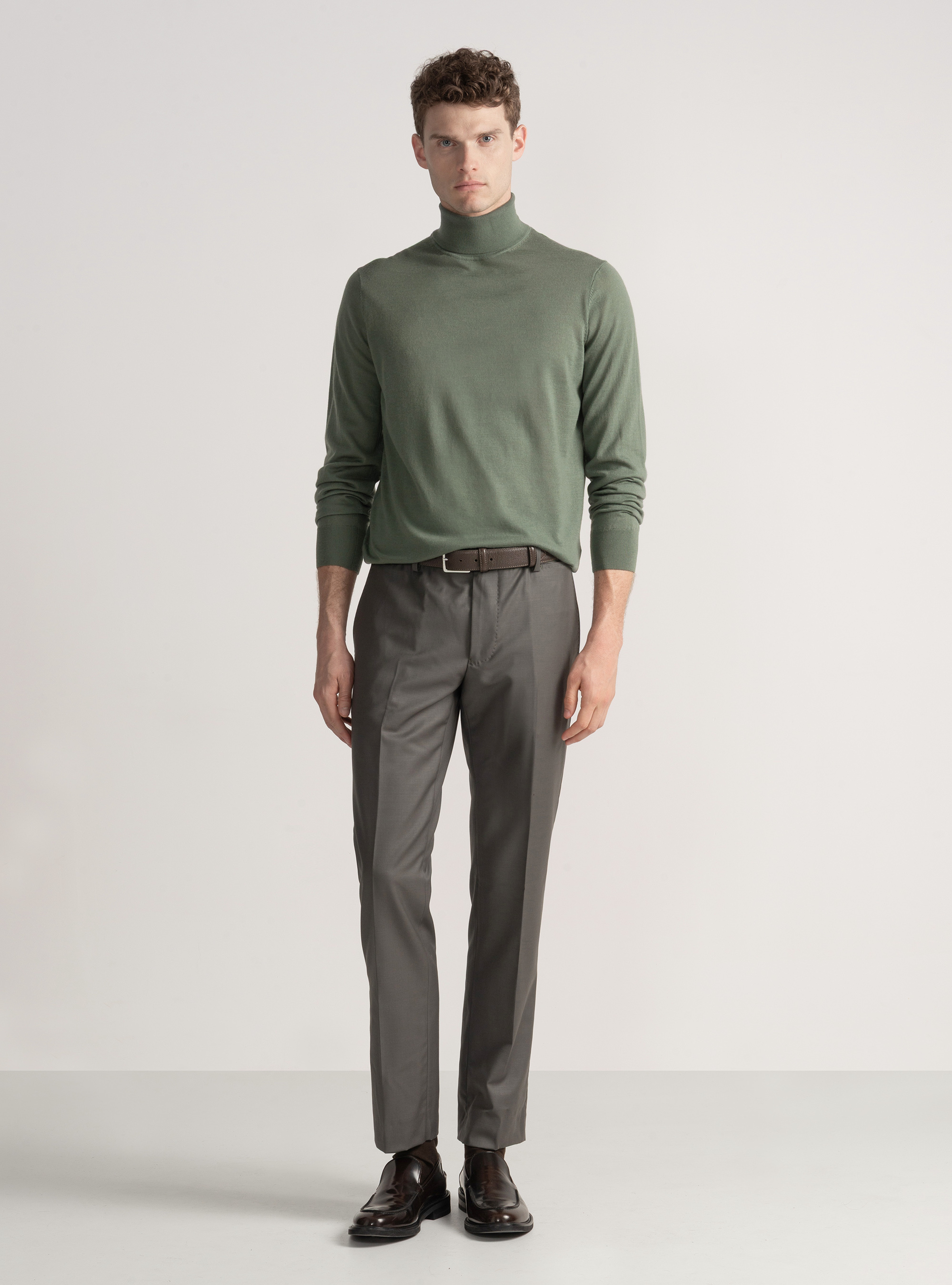 Turtleneck in pure extra-fine merino wool, SALVIA 0602C