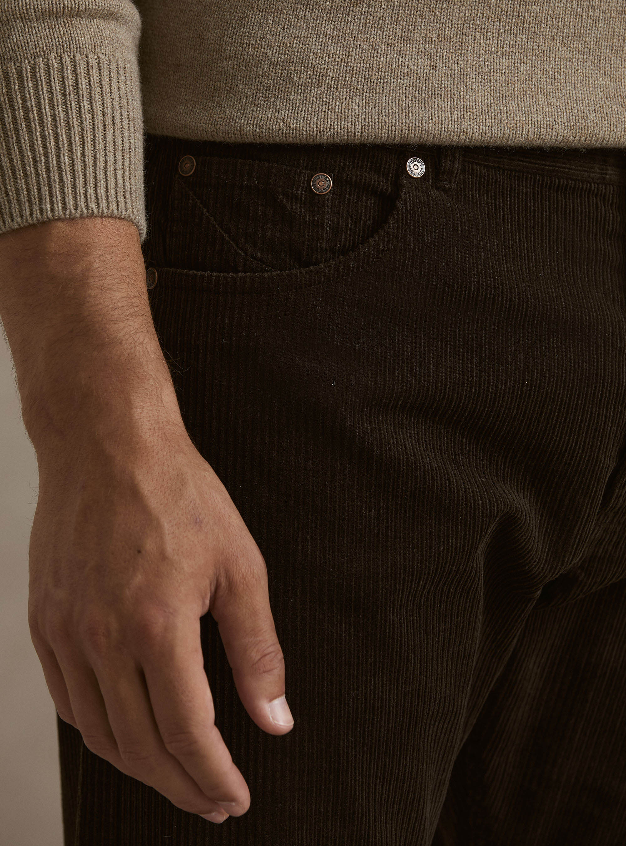 Pantalones 5 bolsillos de pana, MARRON