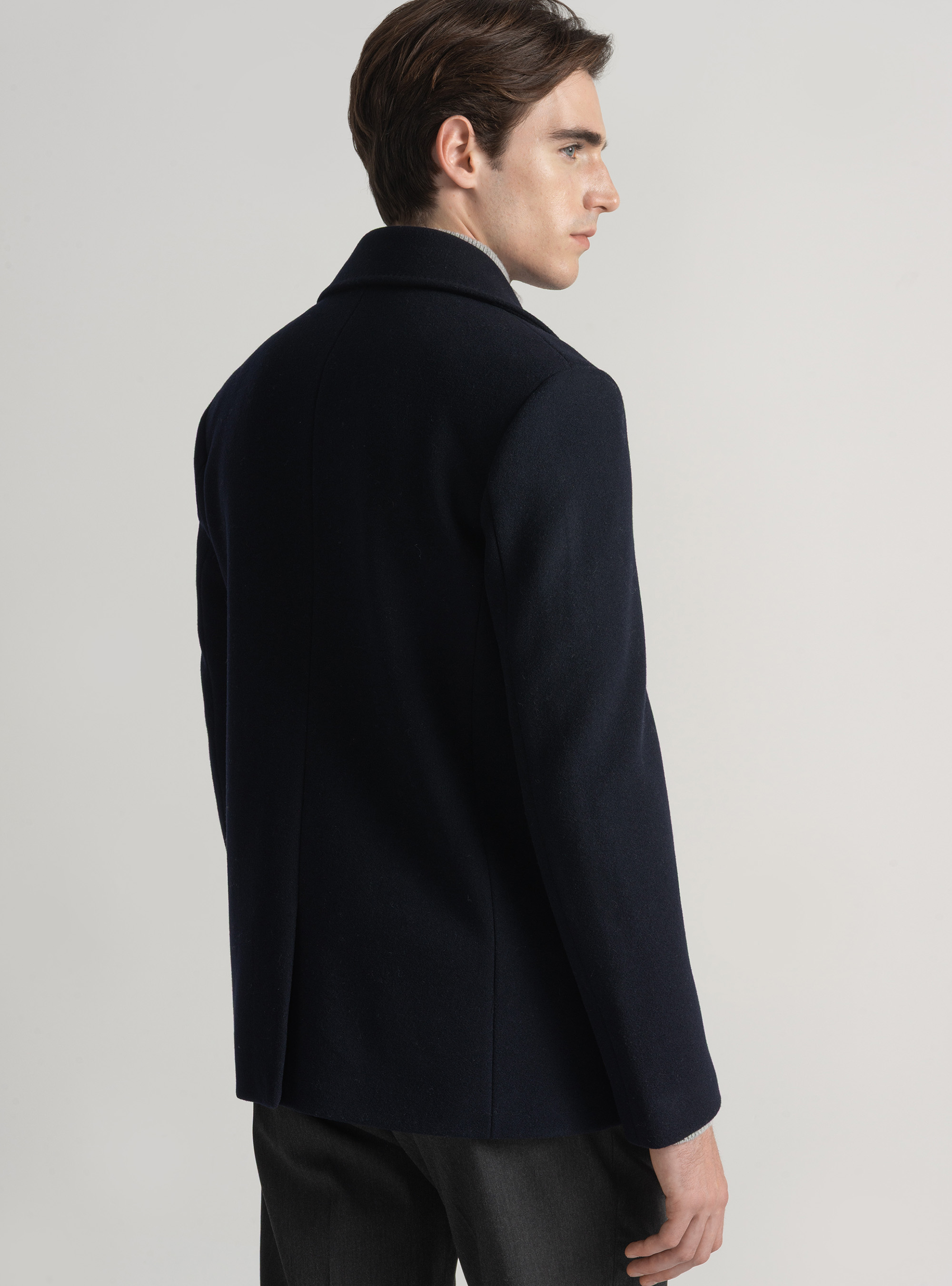 Peacoat in misto lana, BLU NAVY