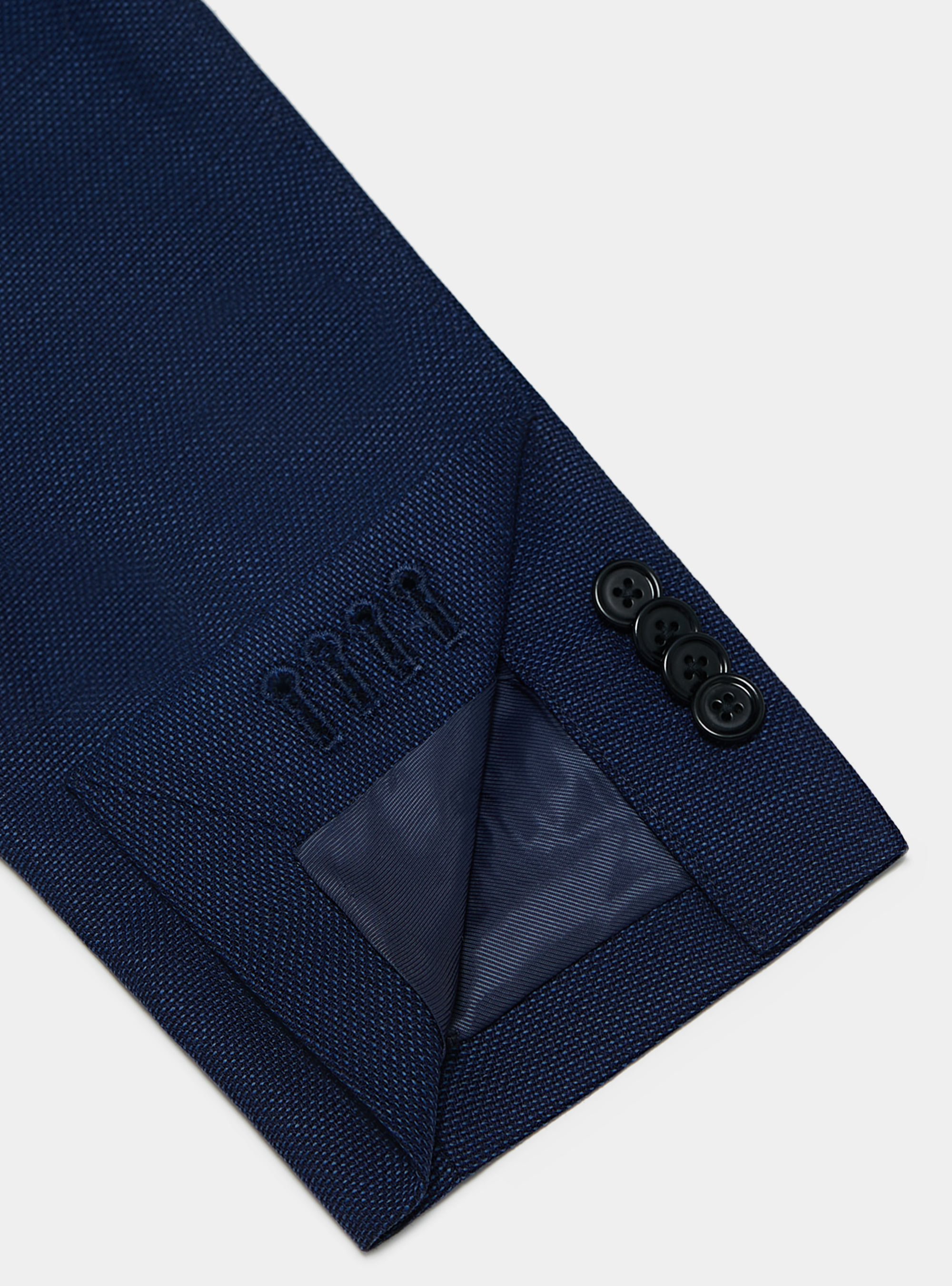 Giacca in lana micro texture, BLU