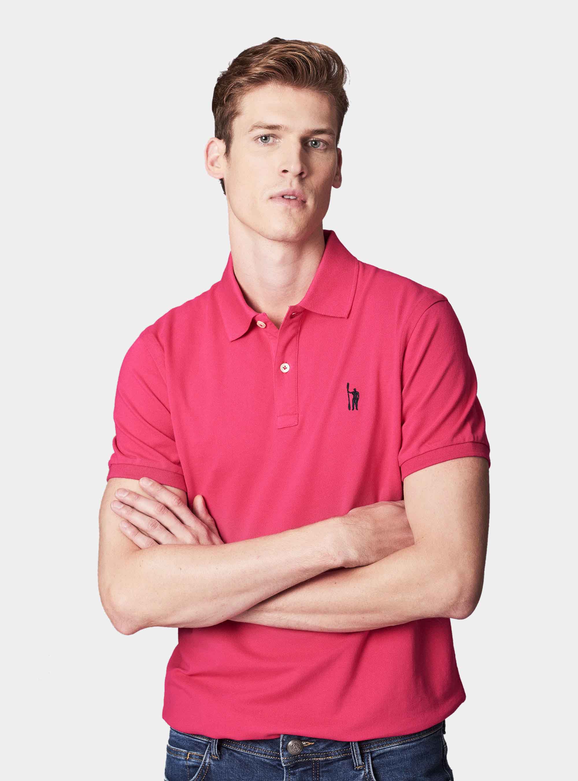 Polo basique en piqu&eacute;, FUSHIA
