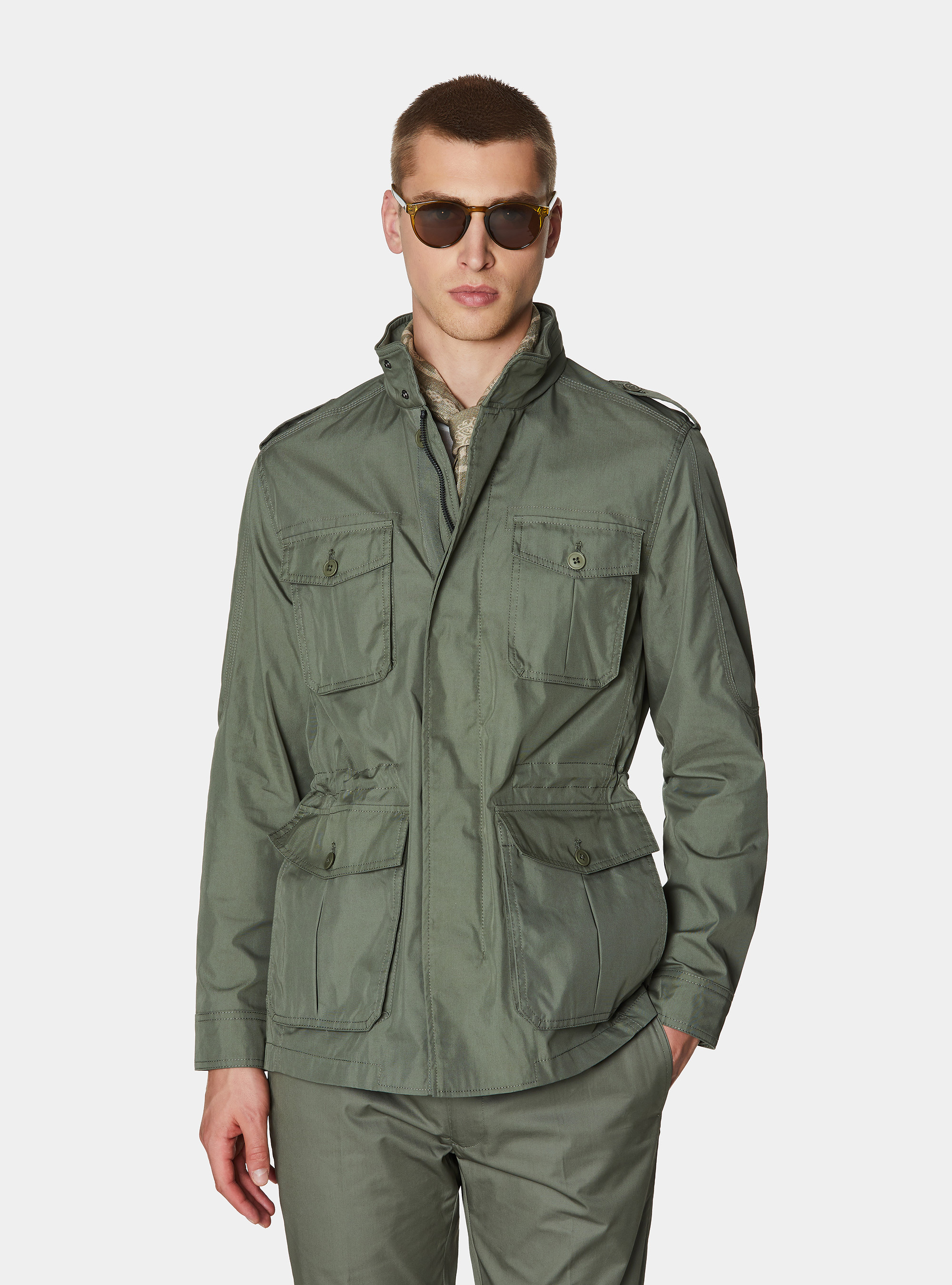 Field jacket en sarga de mezcla de algod&oacute;n, SALVIA 0602C
