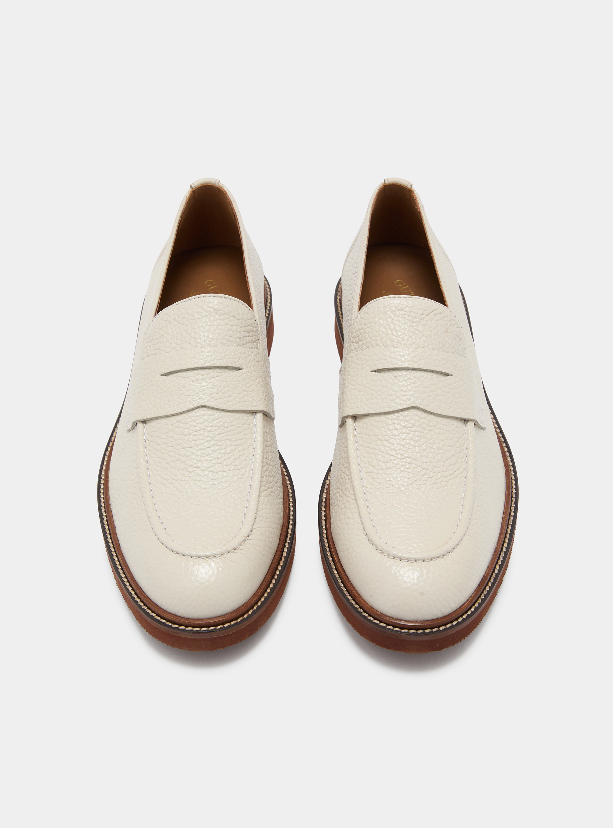 Soft leather loafers, WHITE