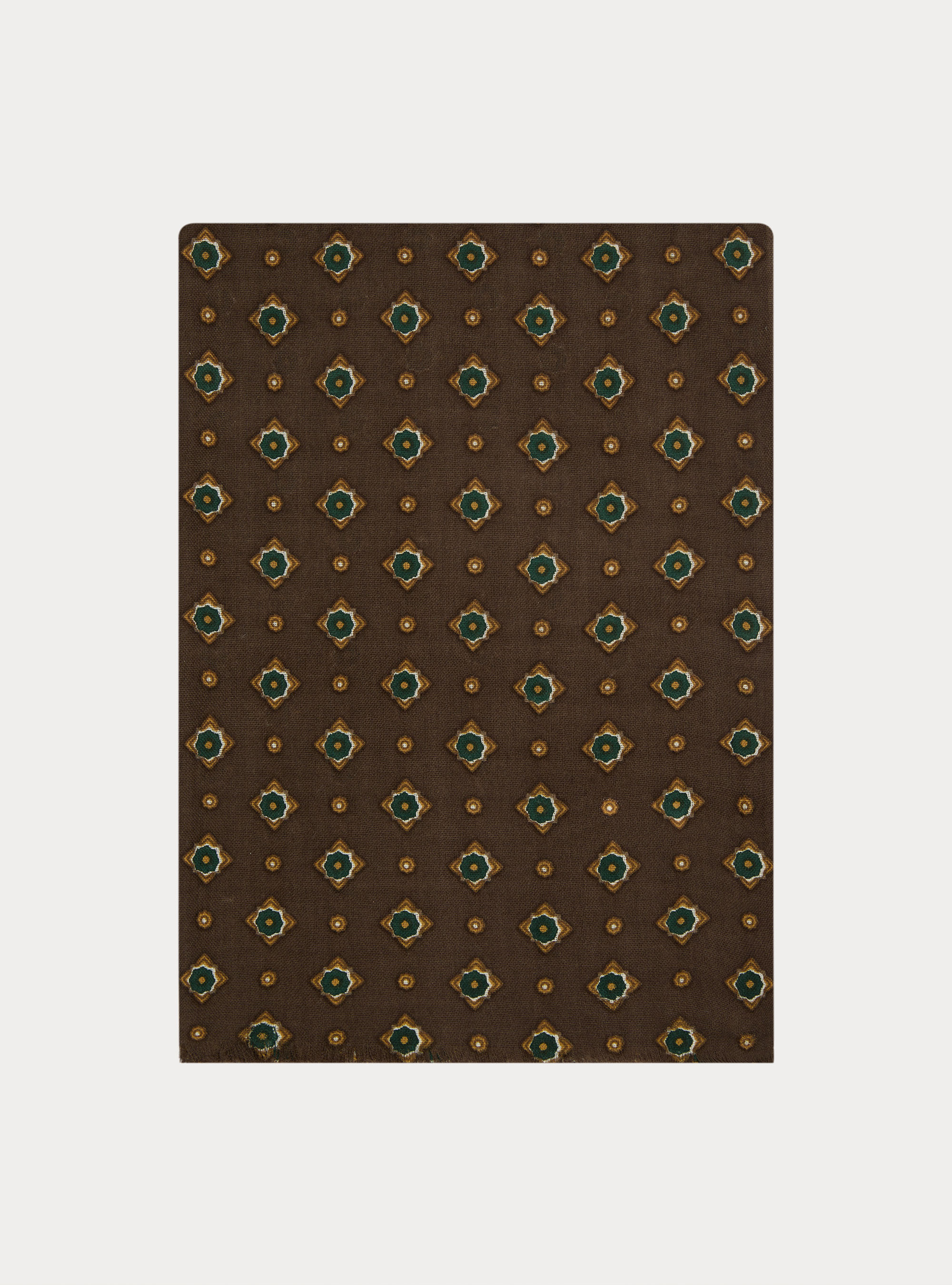 Patterned wool scarf, BROWN