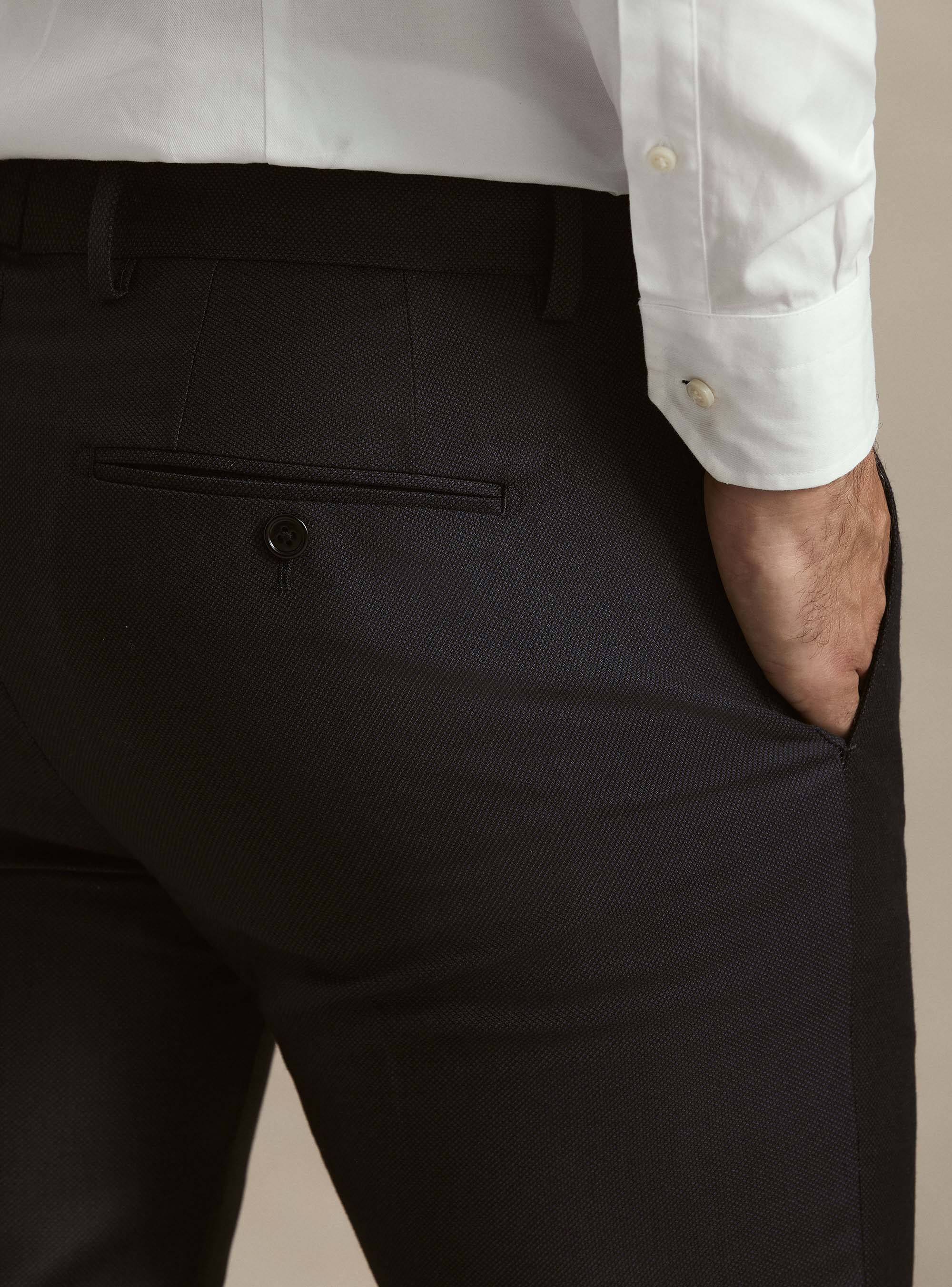 Pure wool bird's eye suit trousers by Vitale Barberis Canonico, NAVY BLUE