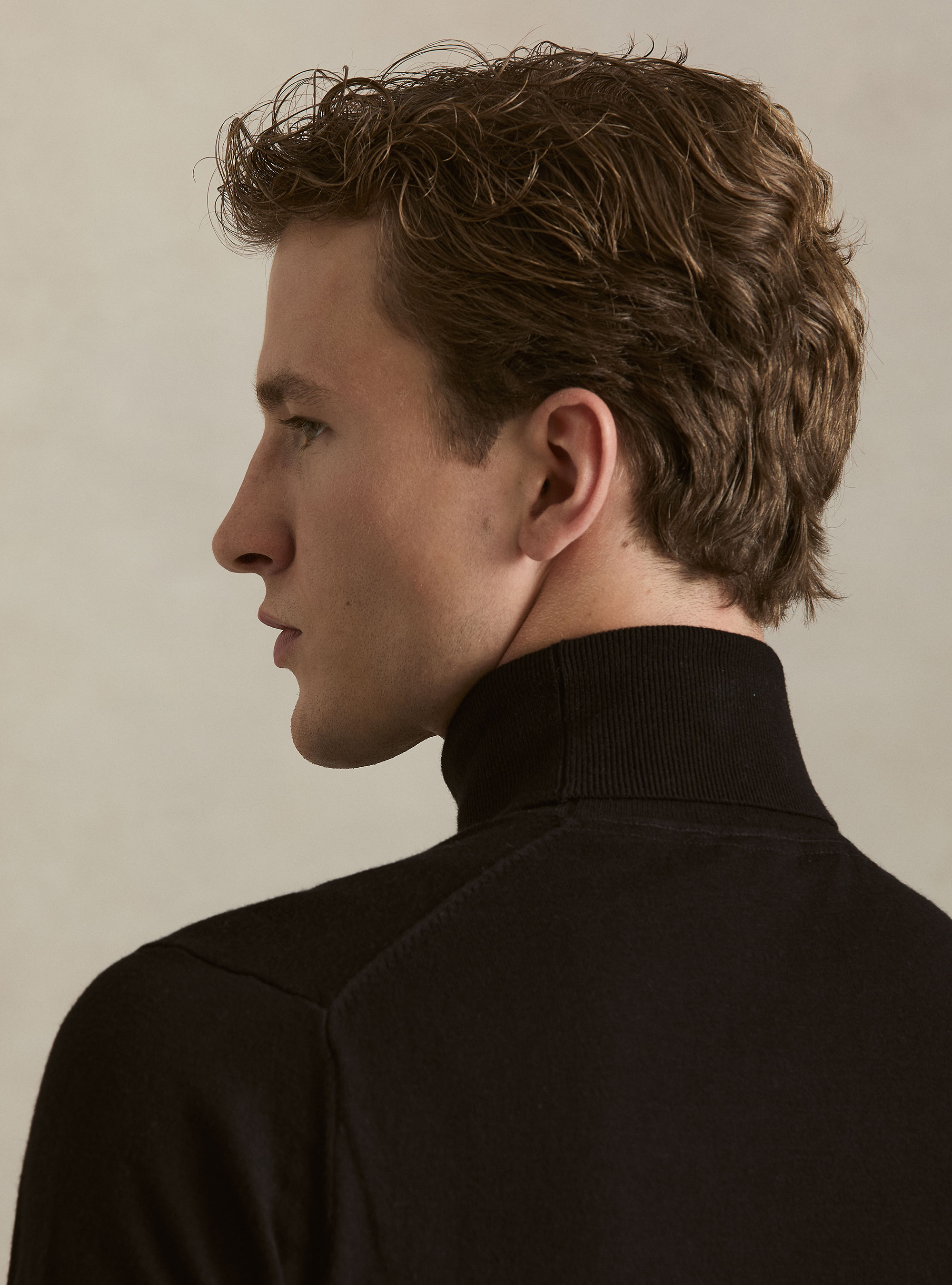 Cotton and Cashmere Turtleneck, BLACK