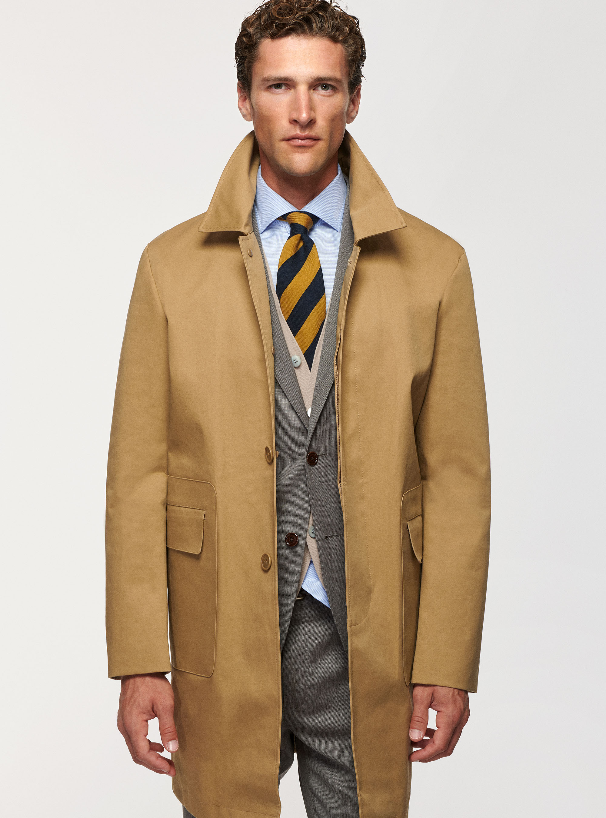 Cotton coat with large pockets, SAND