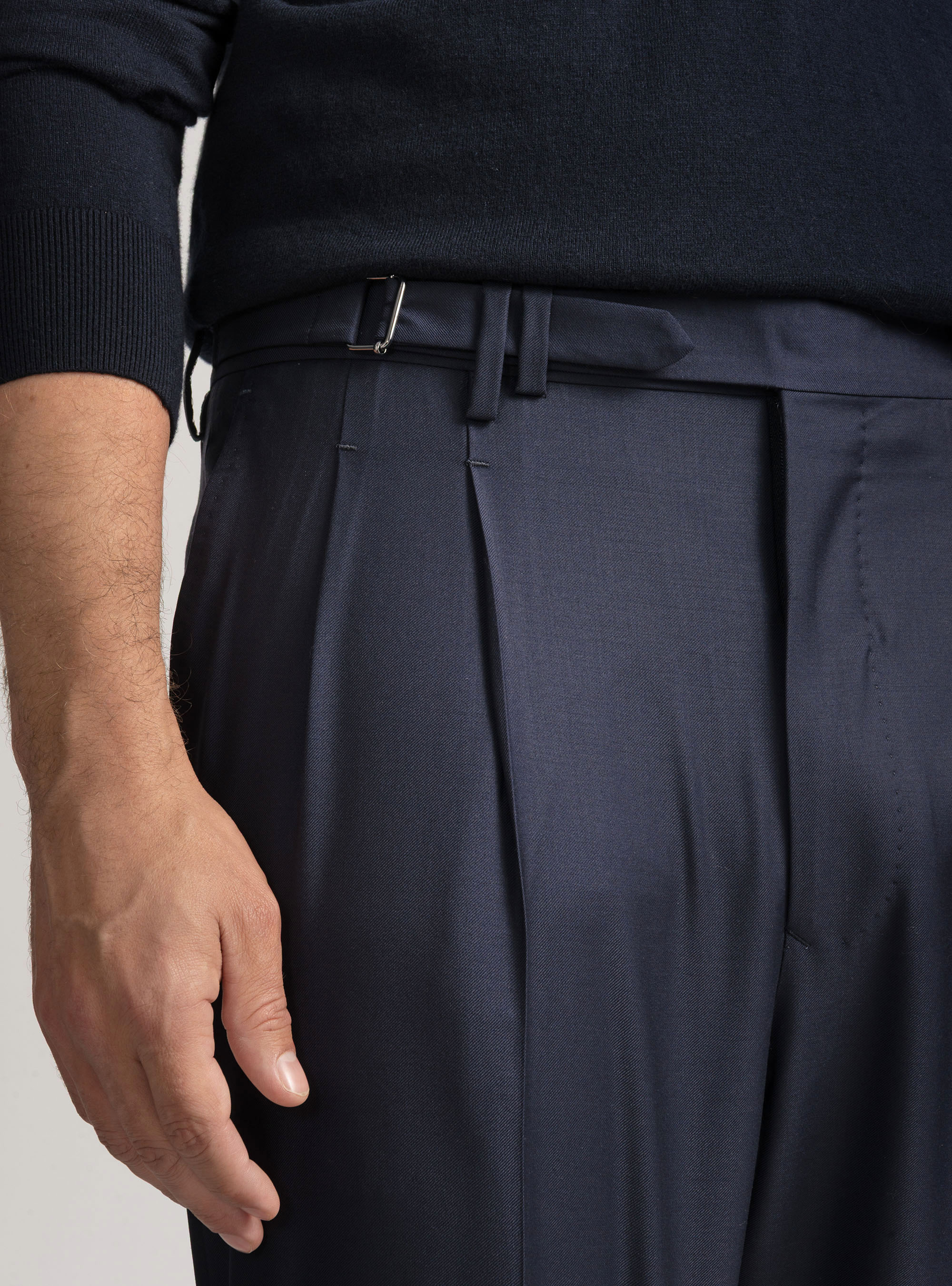 Vitale Barberis Canonico wool pleat trousers, NAVY BLUE