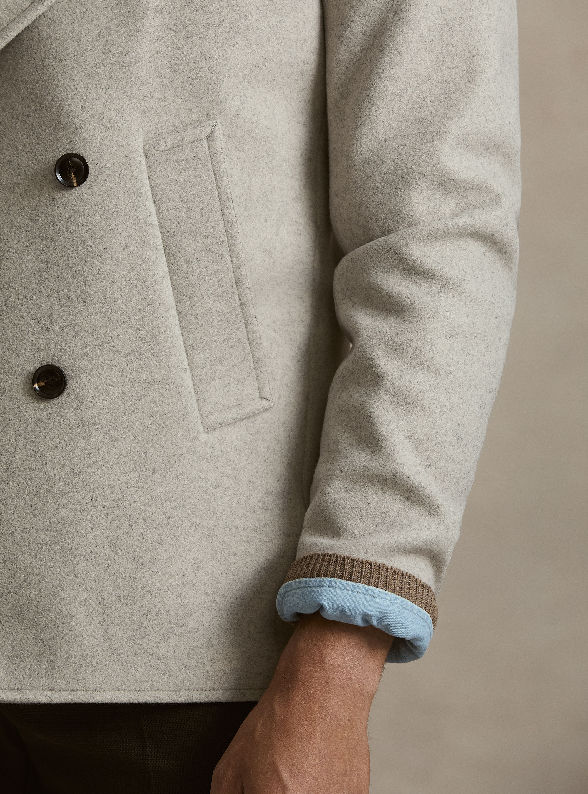 Solid color peacoat, ECRU