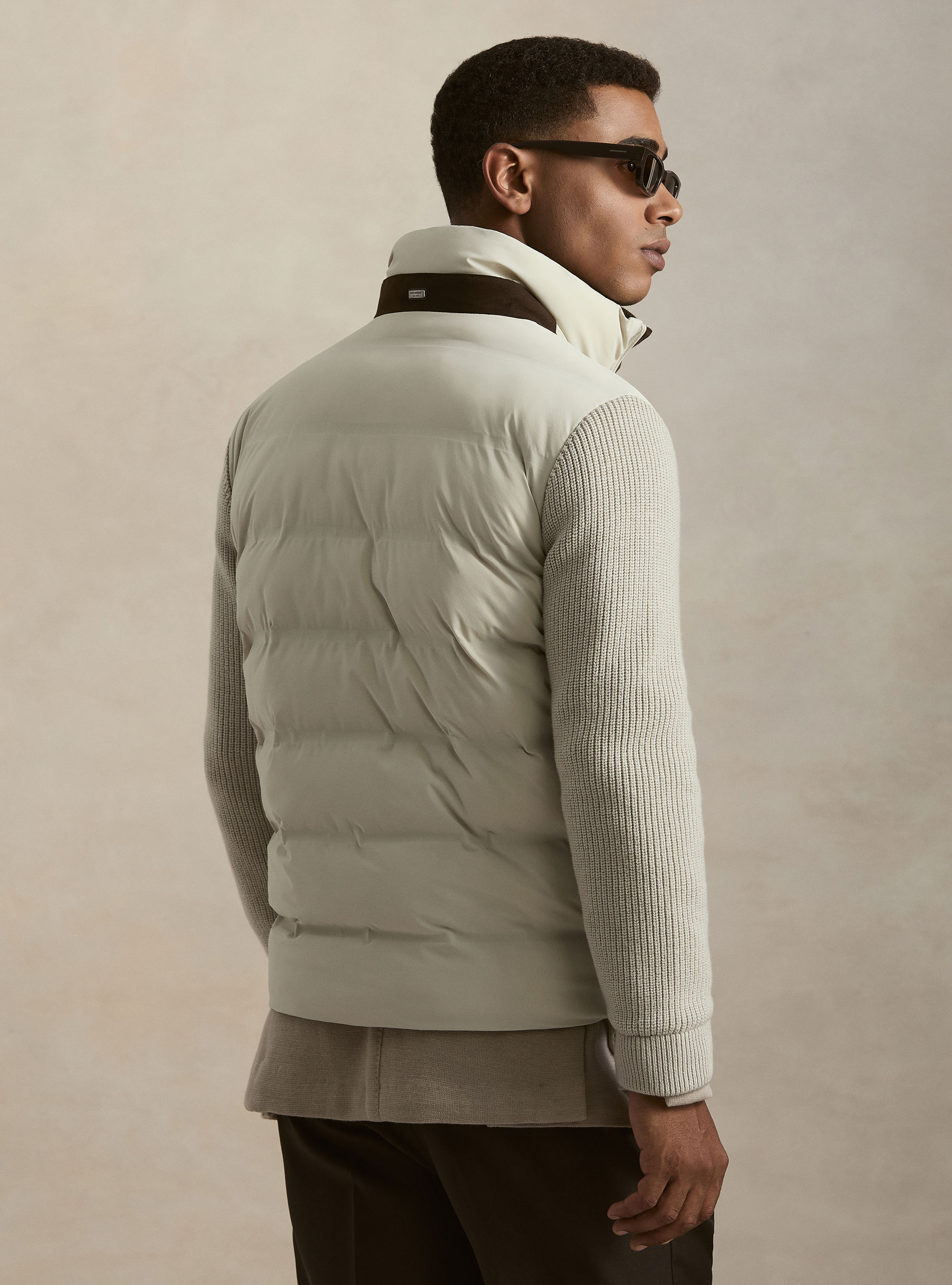Bomber termosellada con mangas de lana, CRUDO