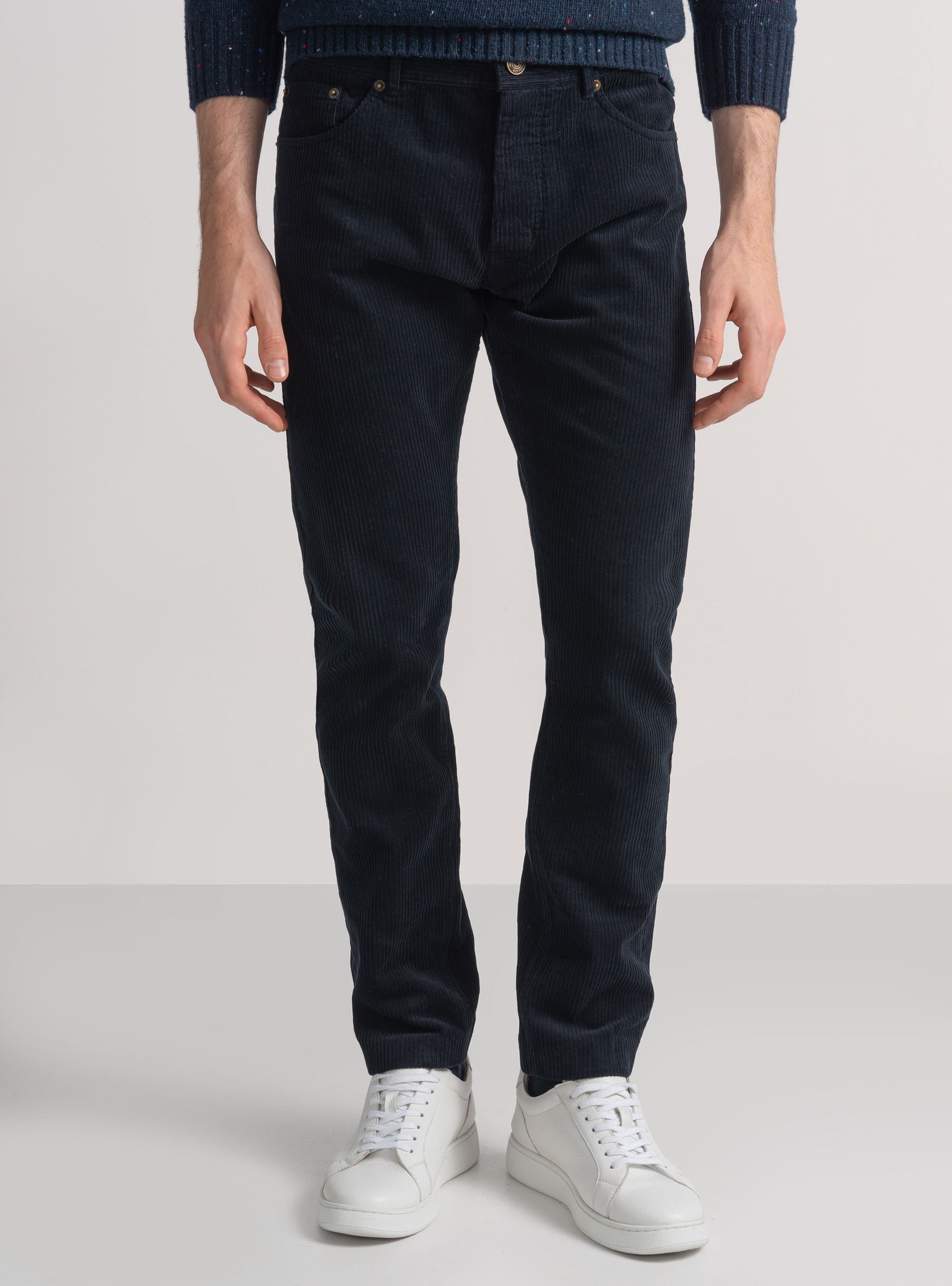 Five-Pocket-Hose aus Samt, NAVY 0218C