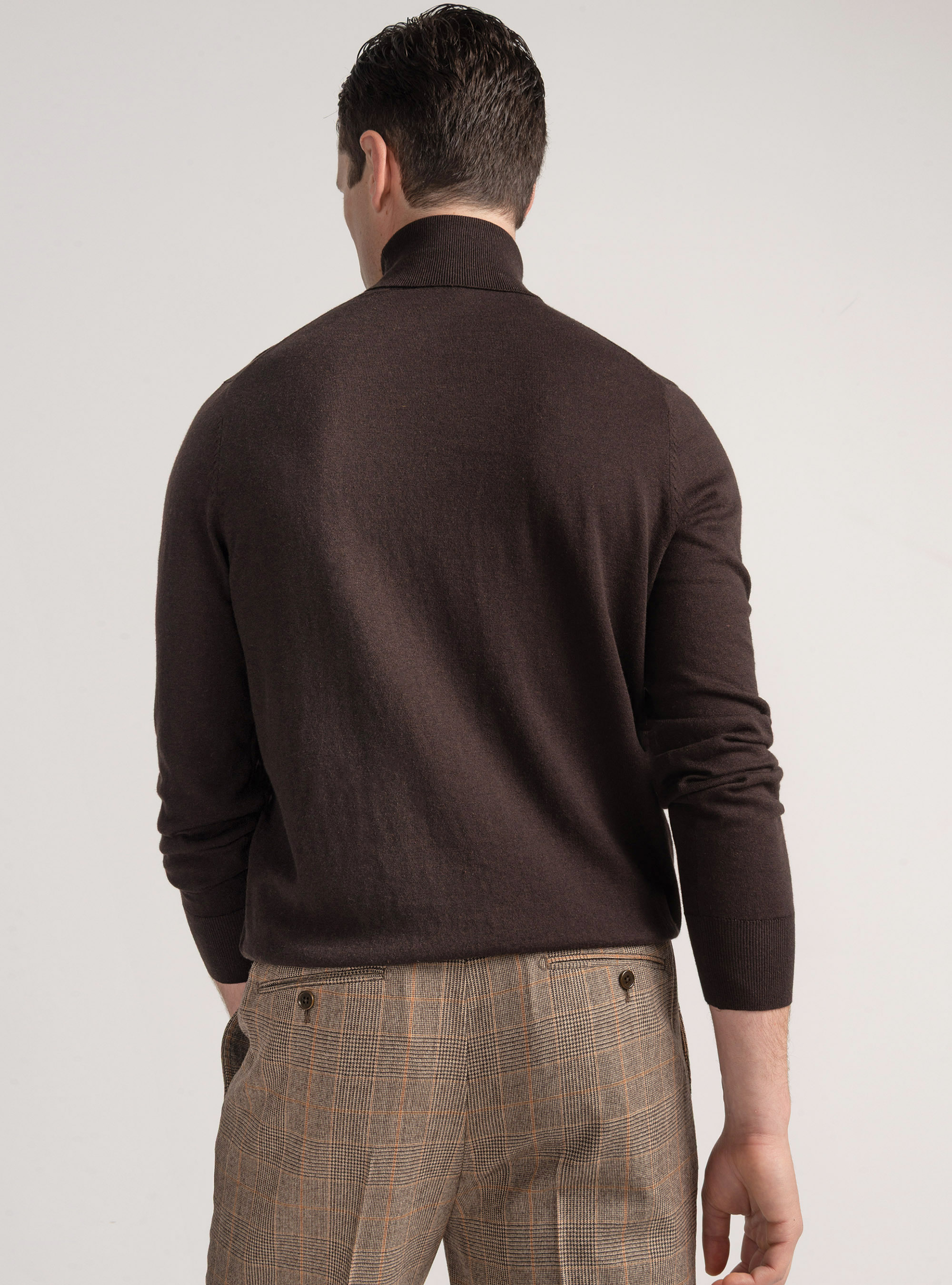 Dolcevita in cotone seta e cashmere, MARRONE