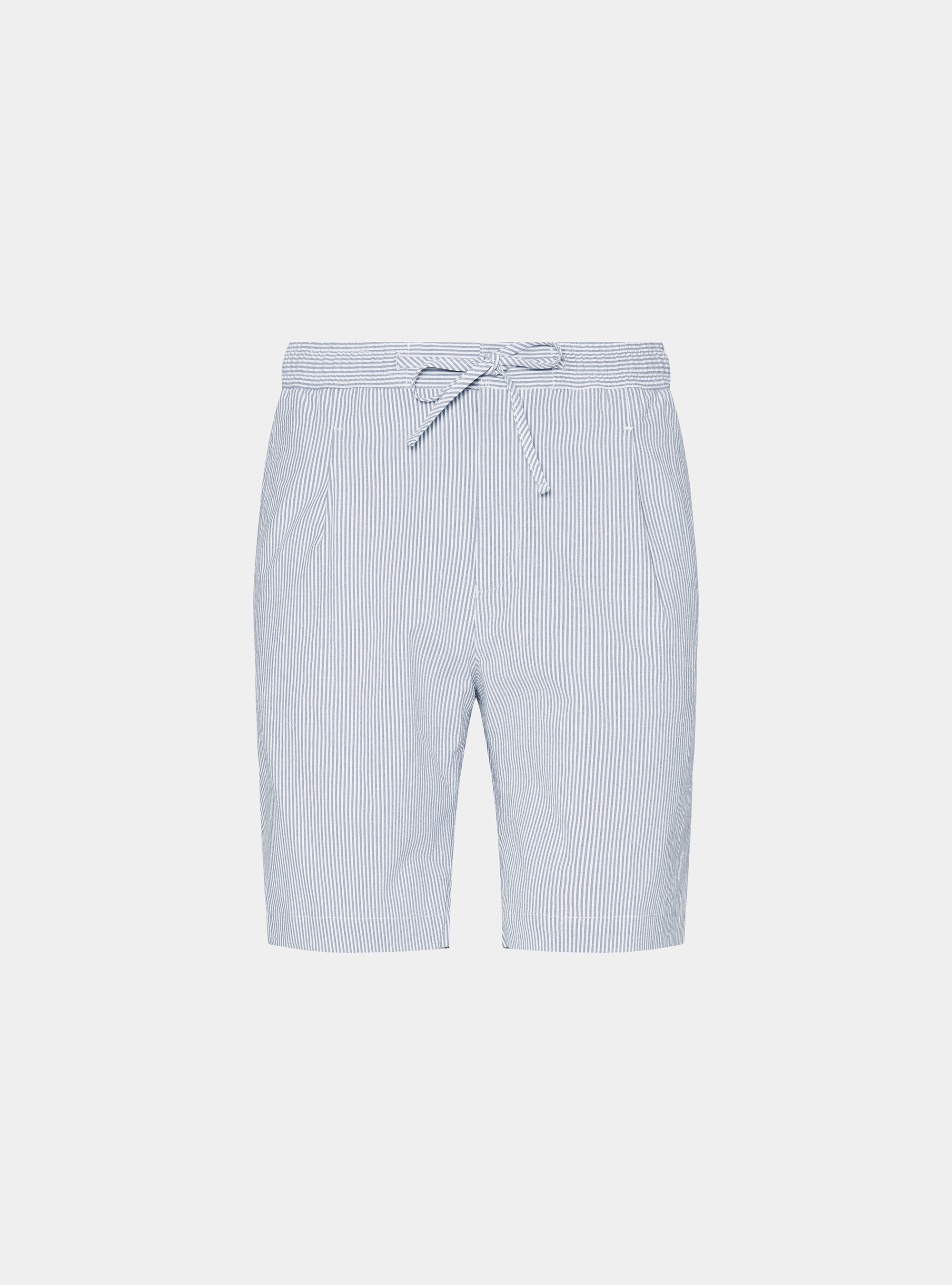 Bermudas de algod&oacute;n el&aacute;stico seersucker con cord&oacute;n, AZUL MEDIO