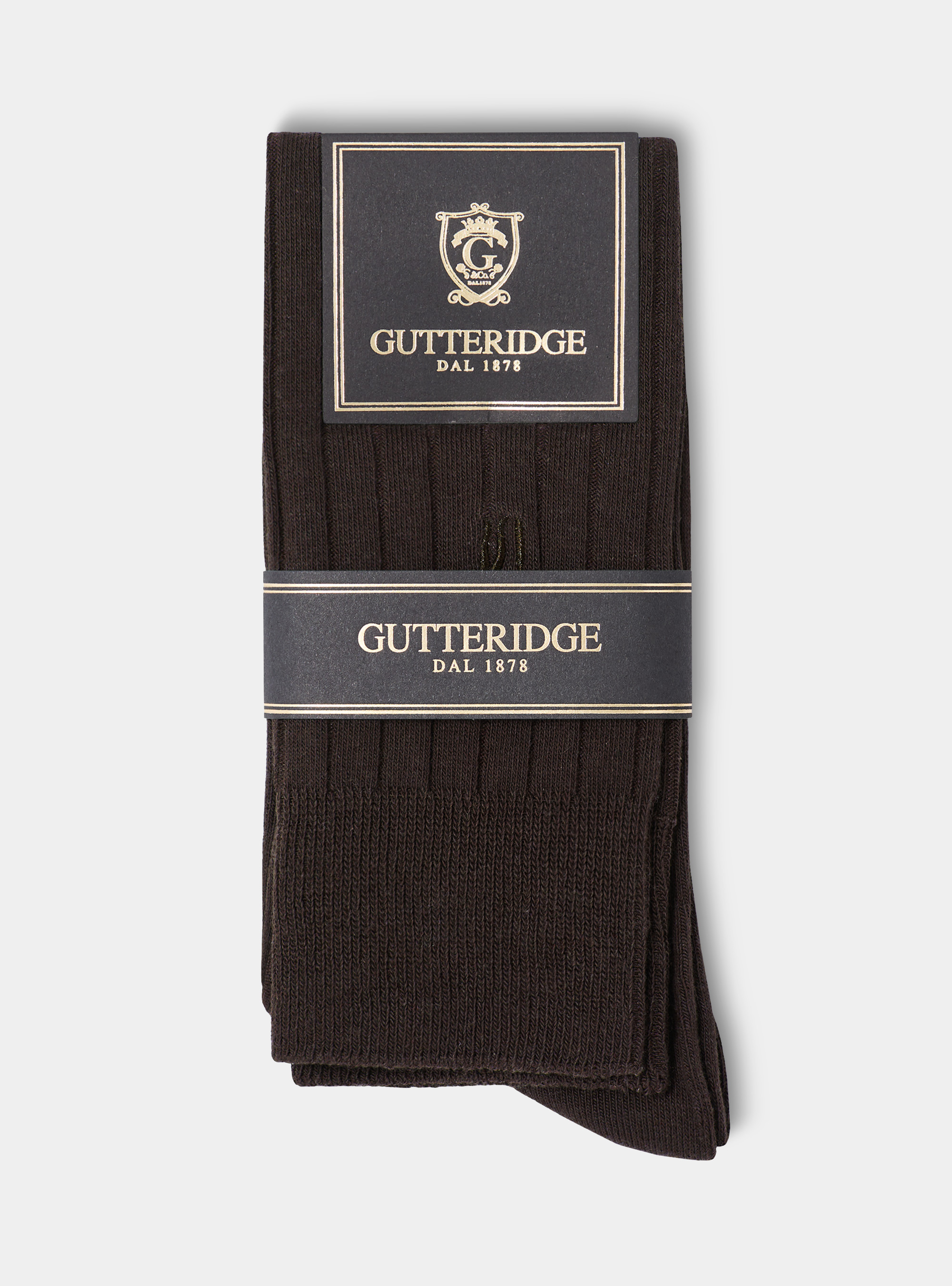 Calcetines de canal&eacute; con bordado, MARRON