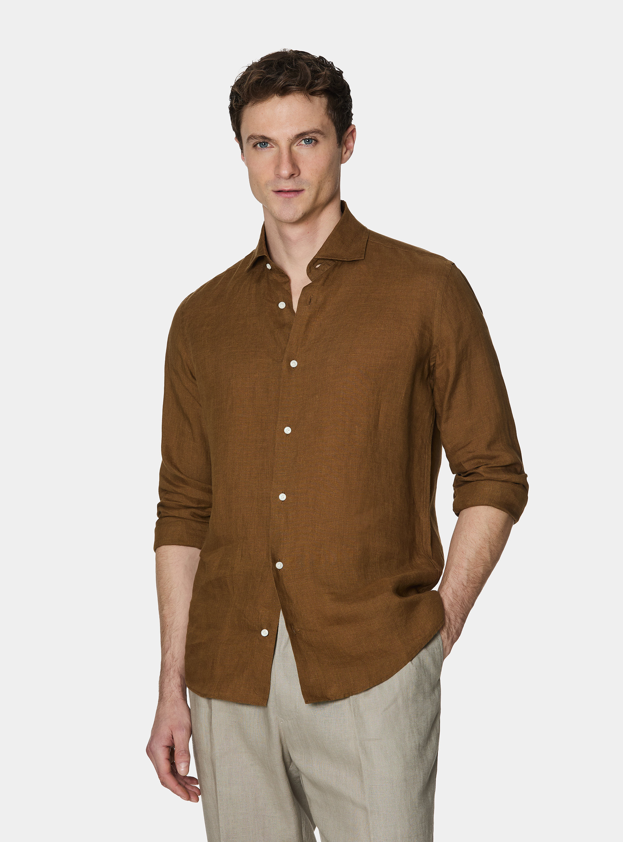 Camisa de lino puro, MULTICOLORE