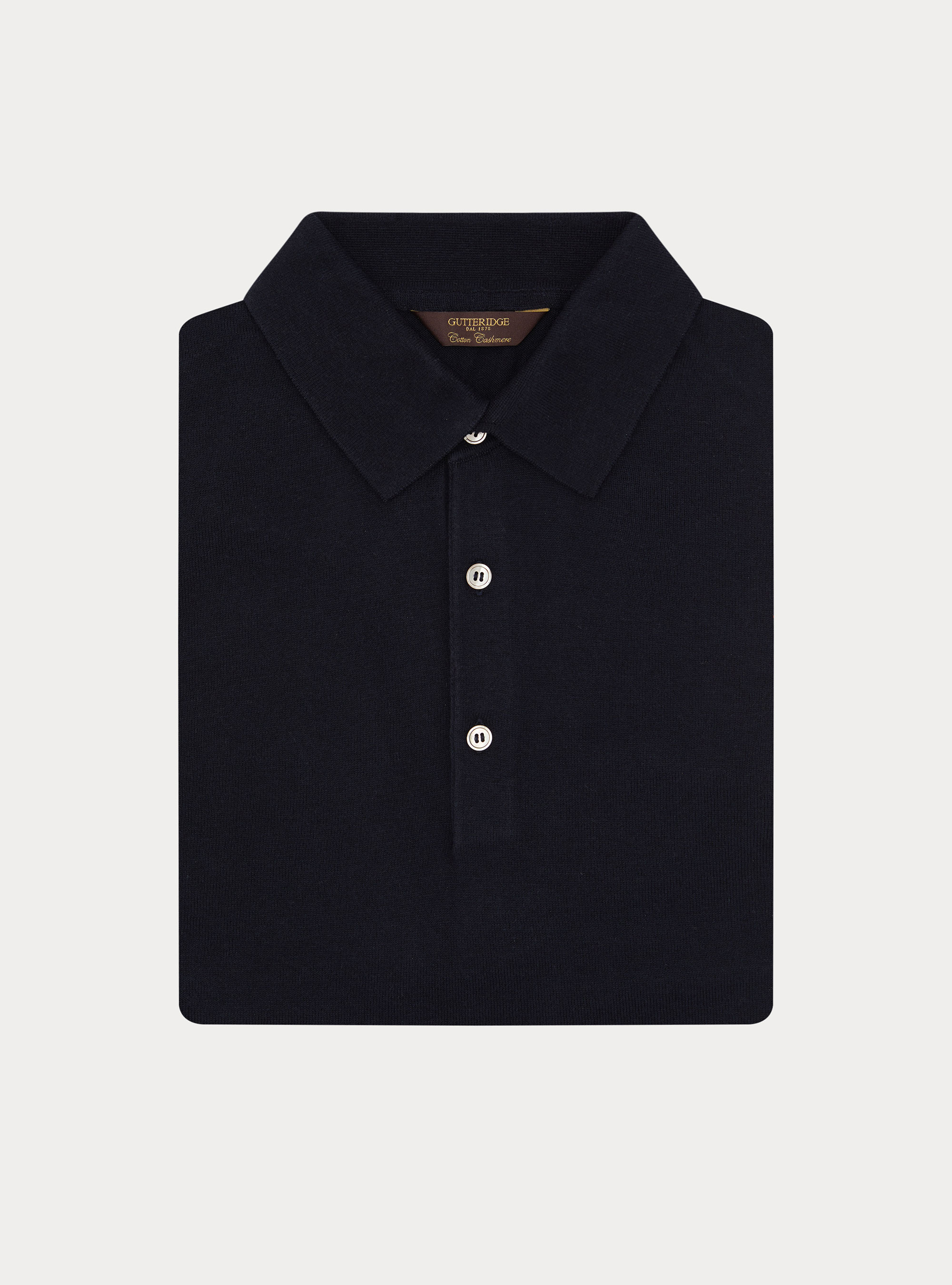 Polo in maglia di cotone e cashmere, BLU NAVY