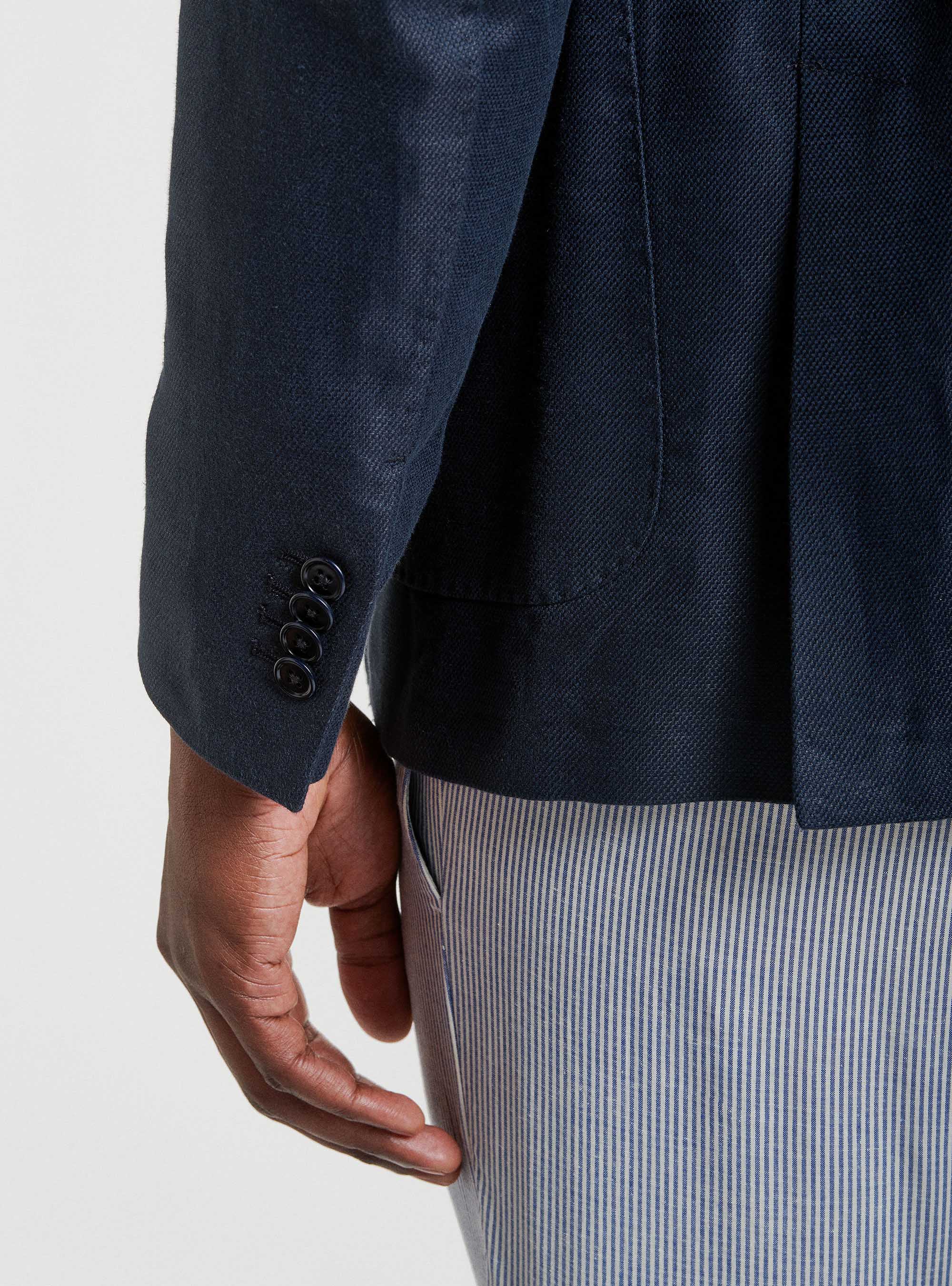 Giacca in lino e cotone, BLU NAVY