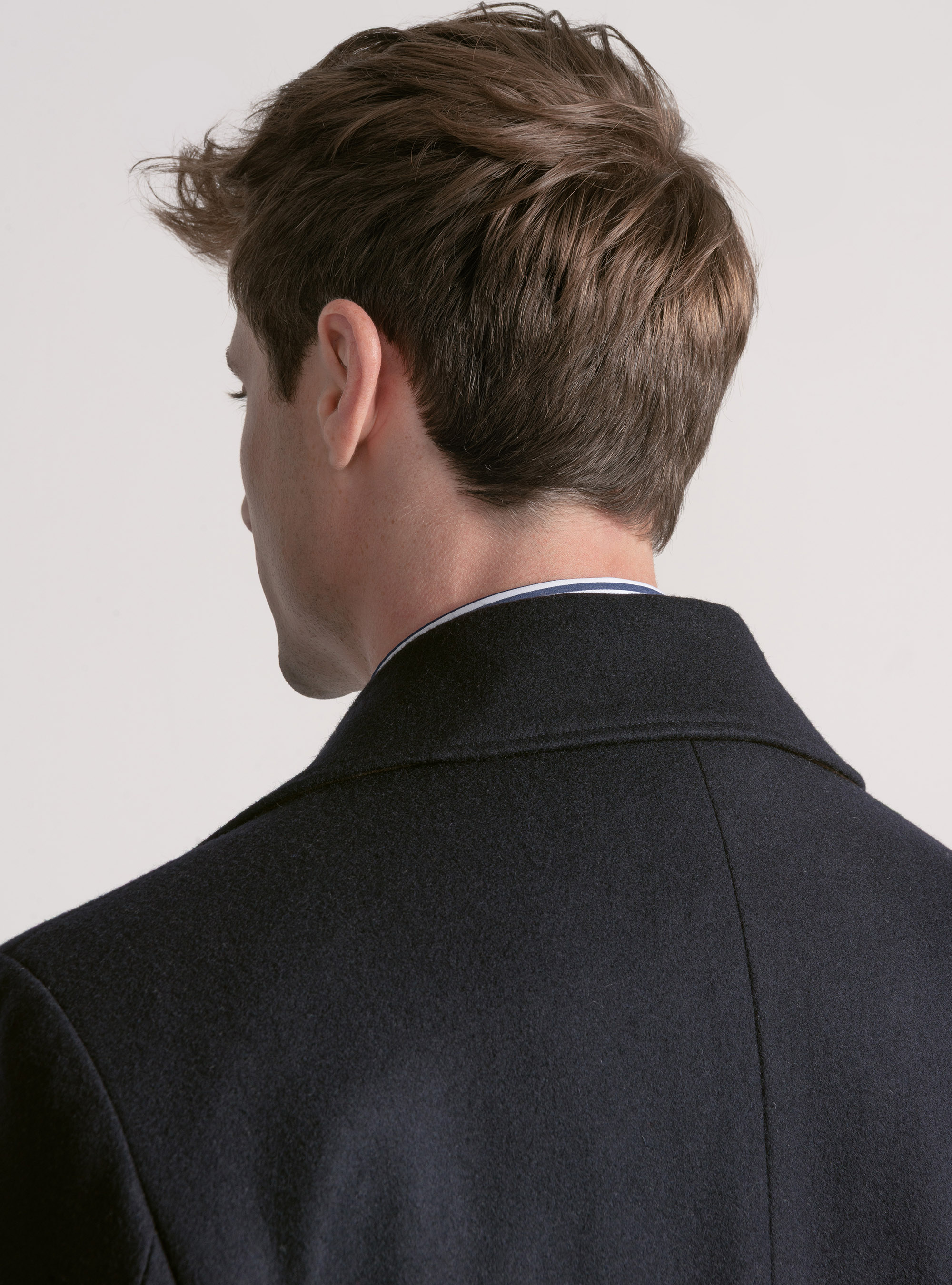 Wool-blend peacoat with patch pockets, NAVY BLUE