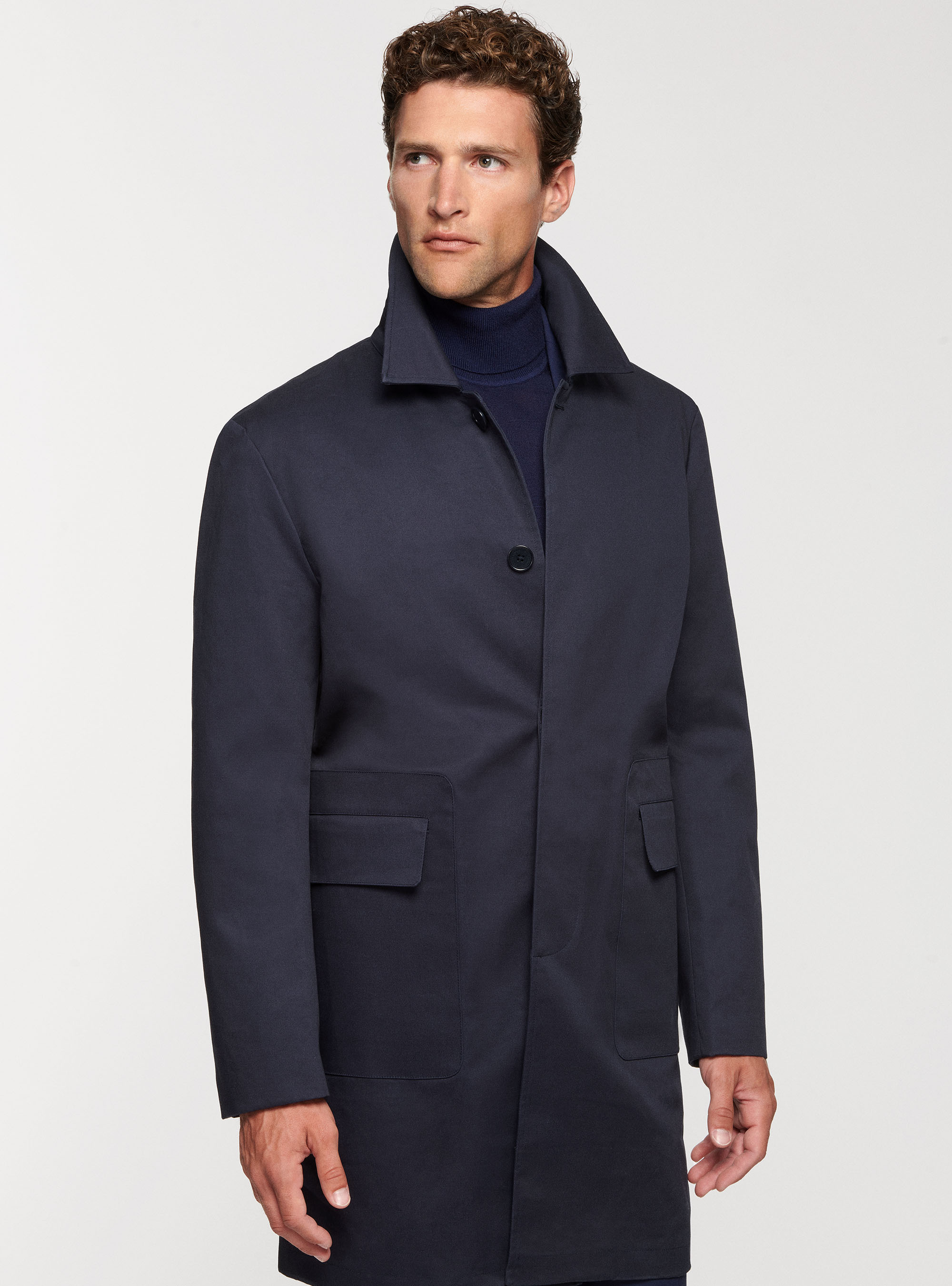 Cotton coat with large pockets, NAVY BLUE