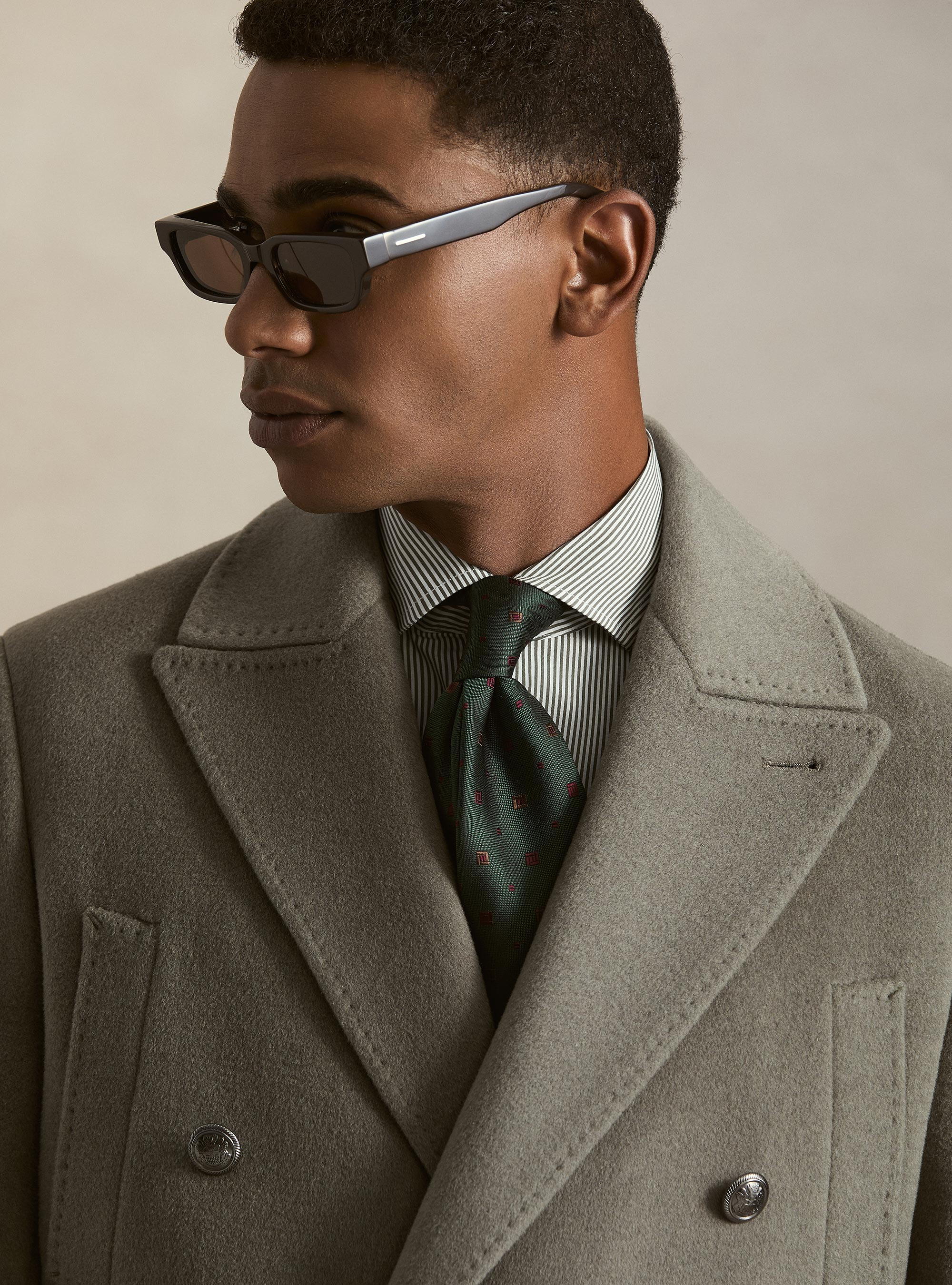 Cashmere wool double-breasted coat, SALVIA 0602C