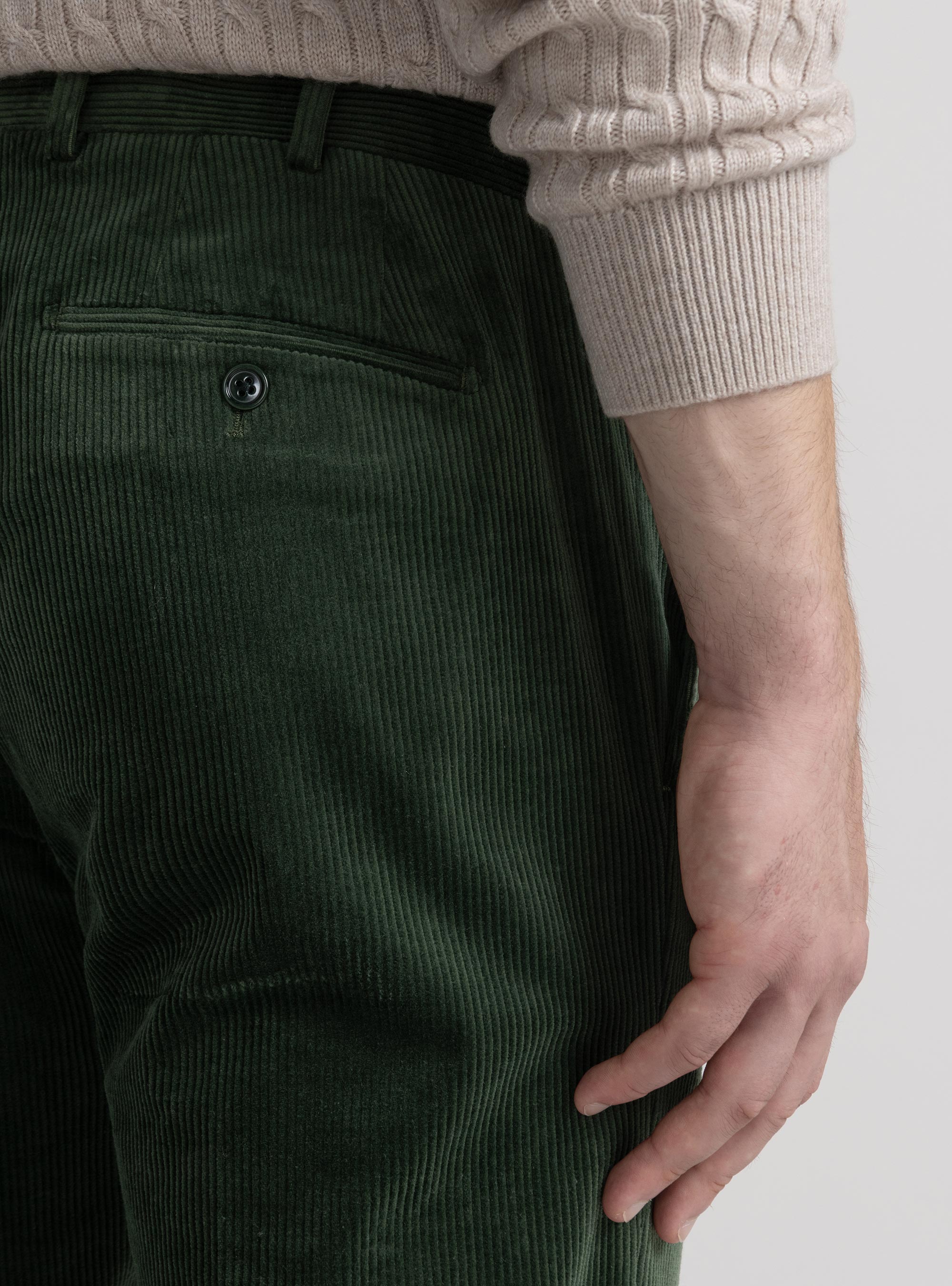 Pantaloni stretch in velluto Duca Visconti di Modrone, VERDE
