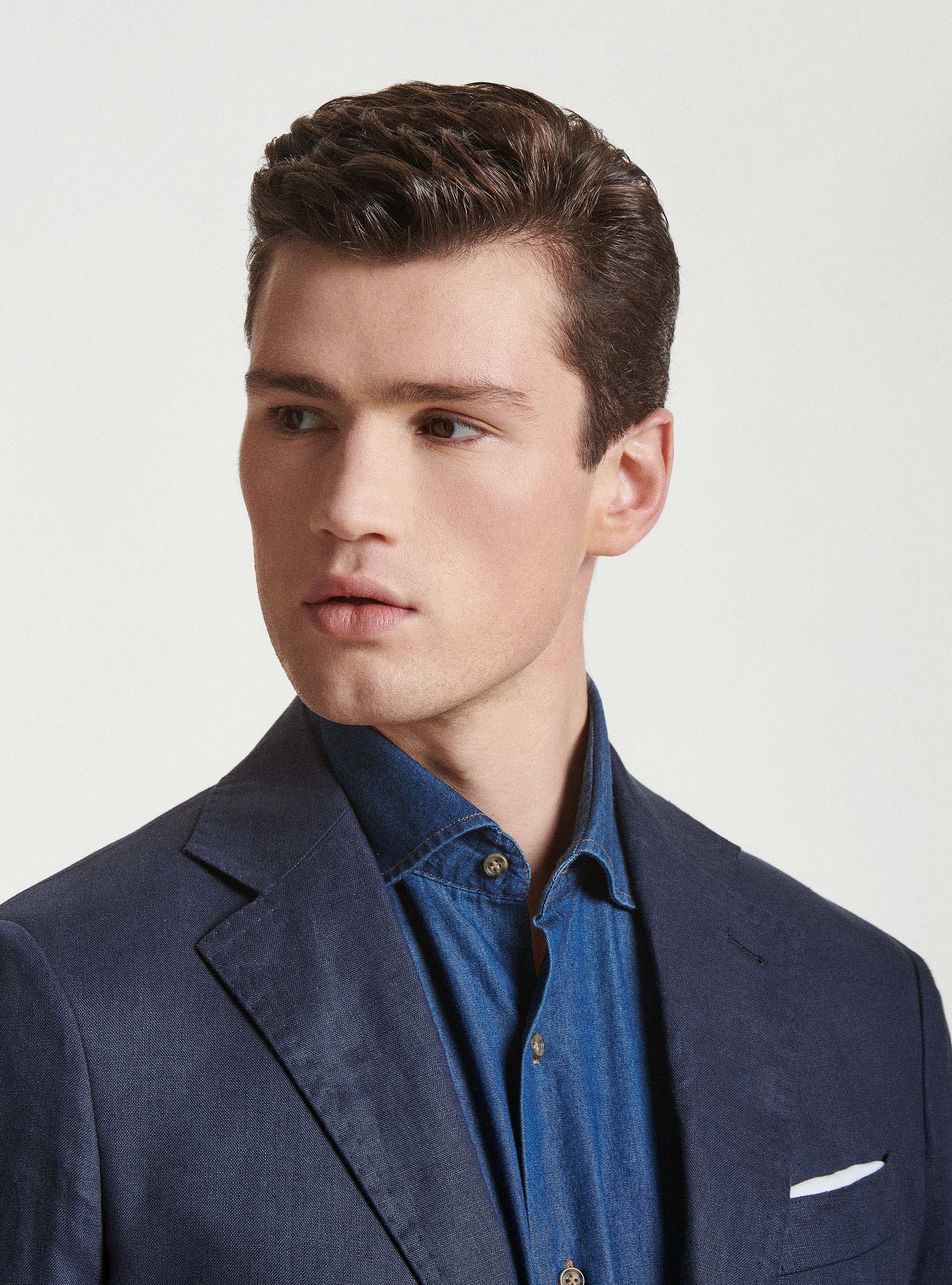Giacca per abito in puro lino, BLU NAVY