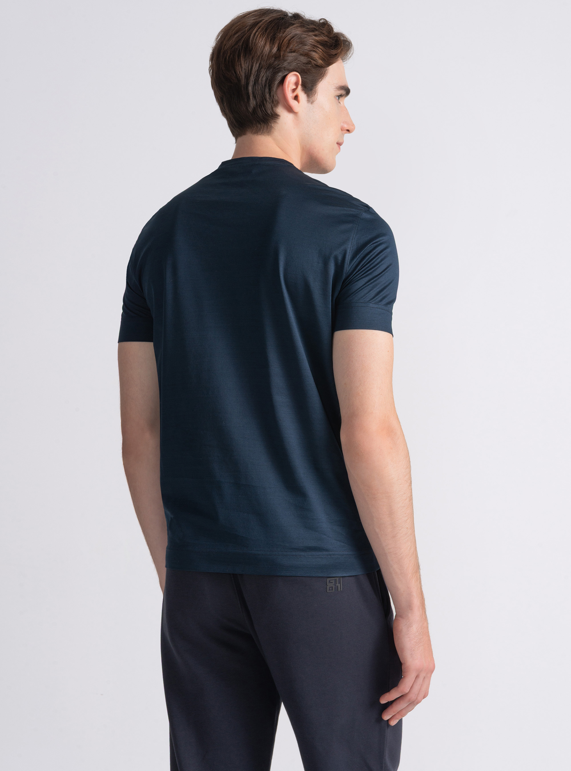 Kurz&auml;rmeliges T-Shirt aus schottischem Garn, NAVY 0218C