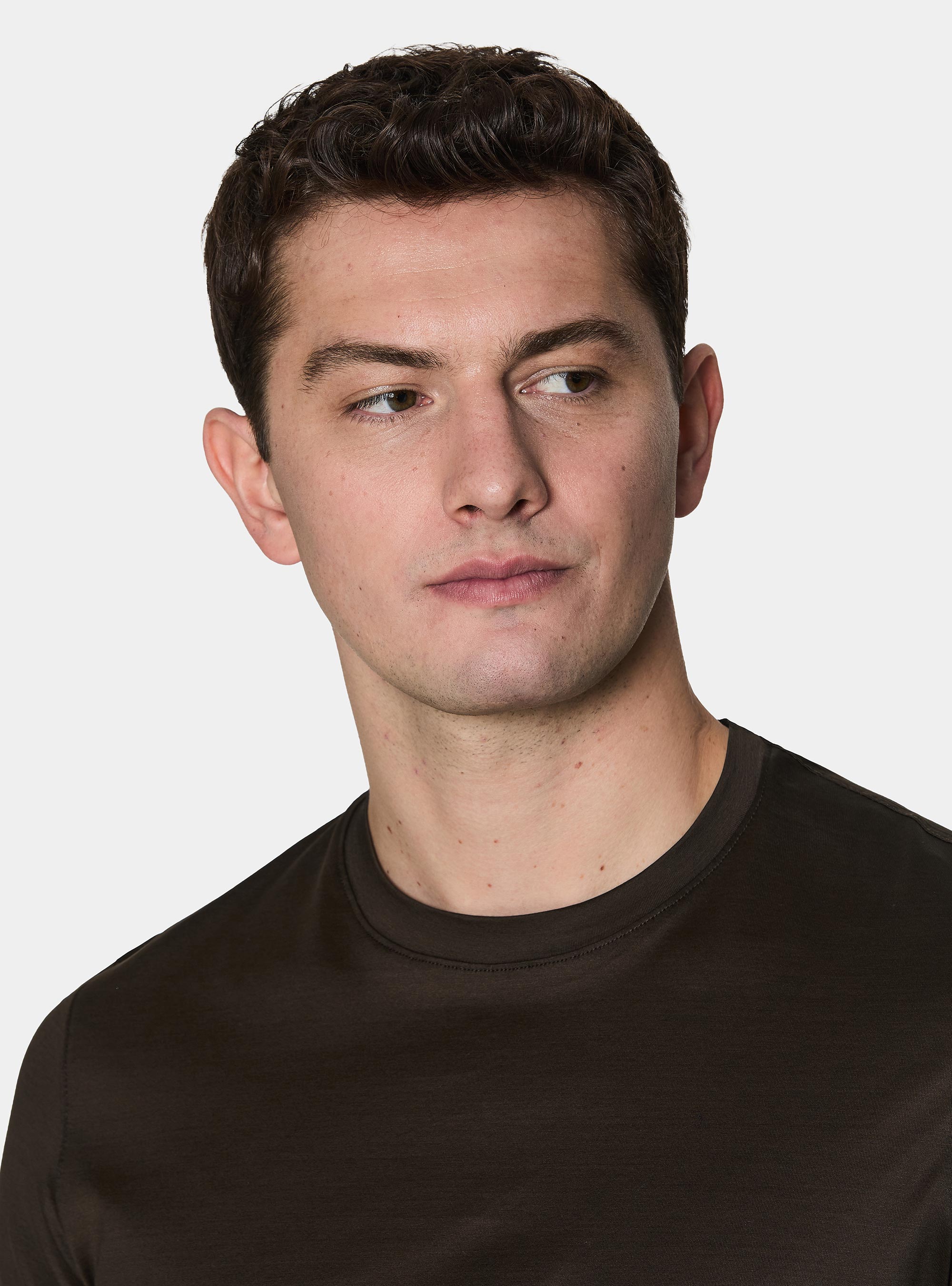 Short-sleeved T-shirt in lisle yarn, BROWN