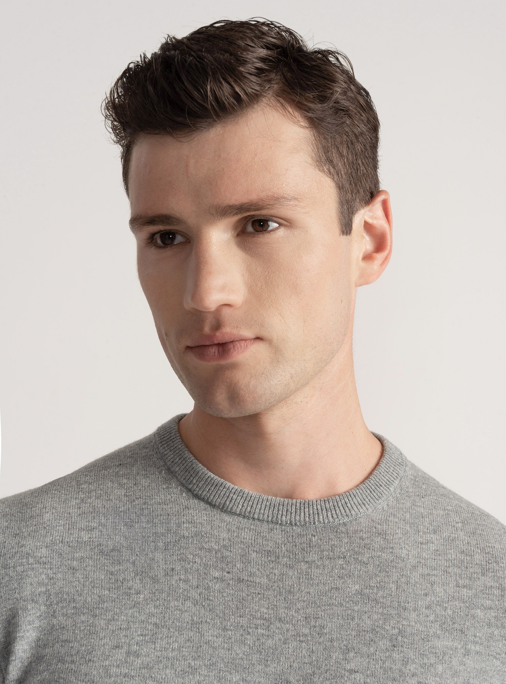 Lambswool and cashmere crew-neck sweater, GRIGIO MELANGE 0151C