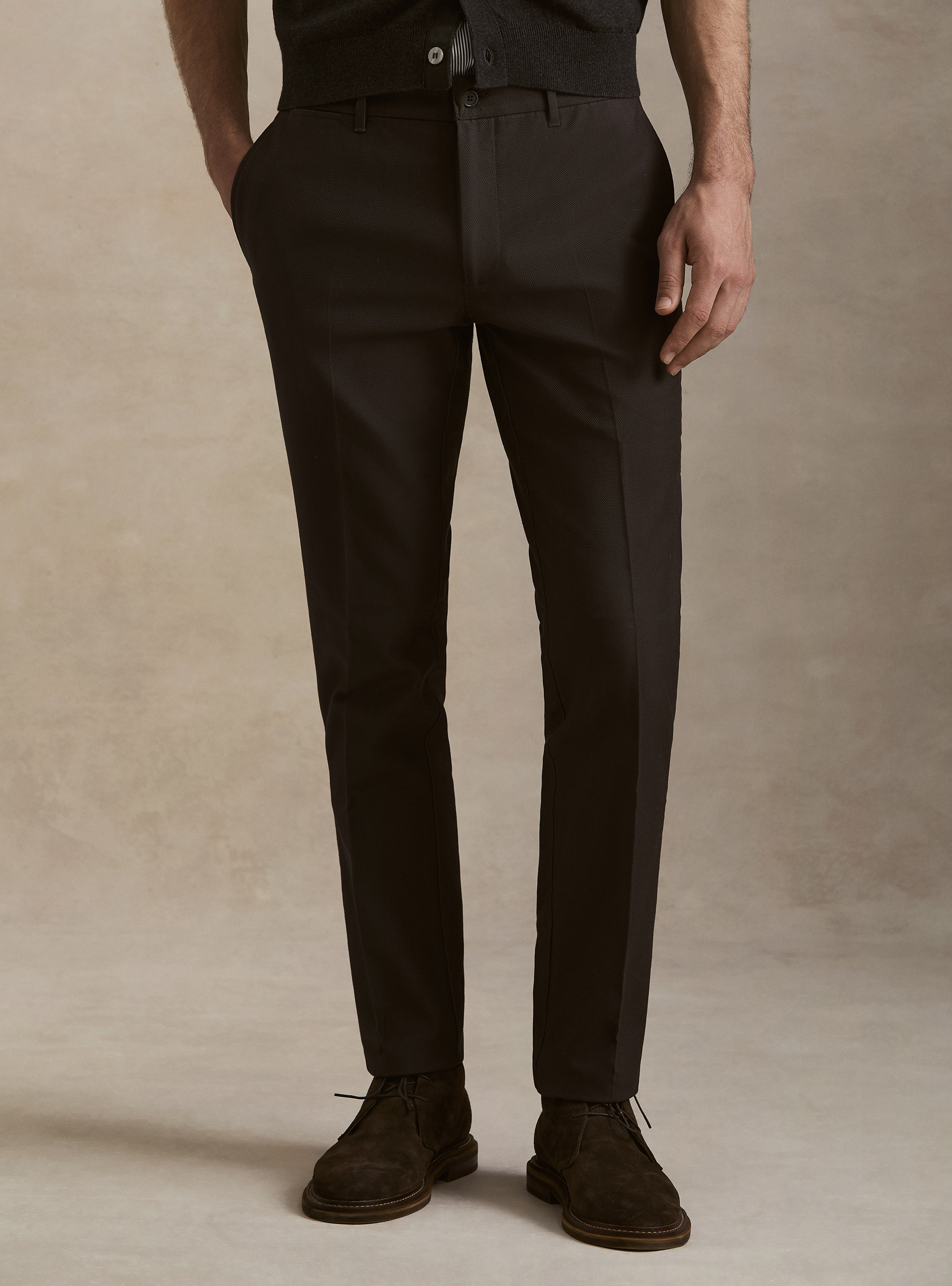 Pantaloni chino in cotone armaturato, ASFALTO 0112C