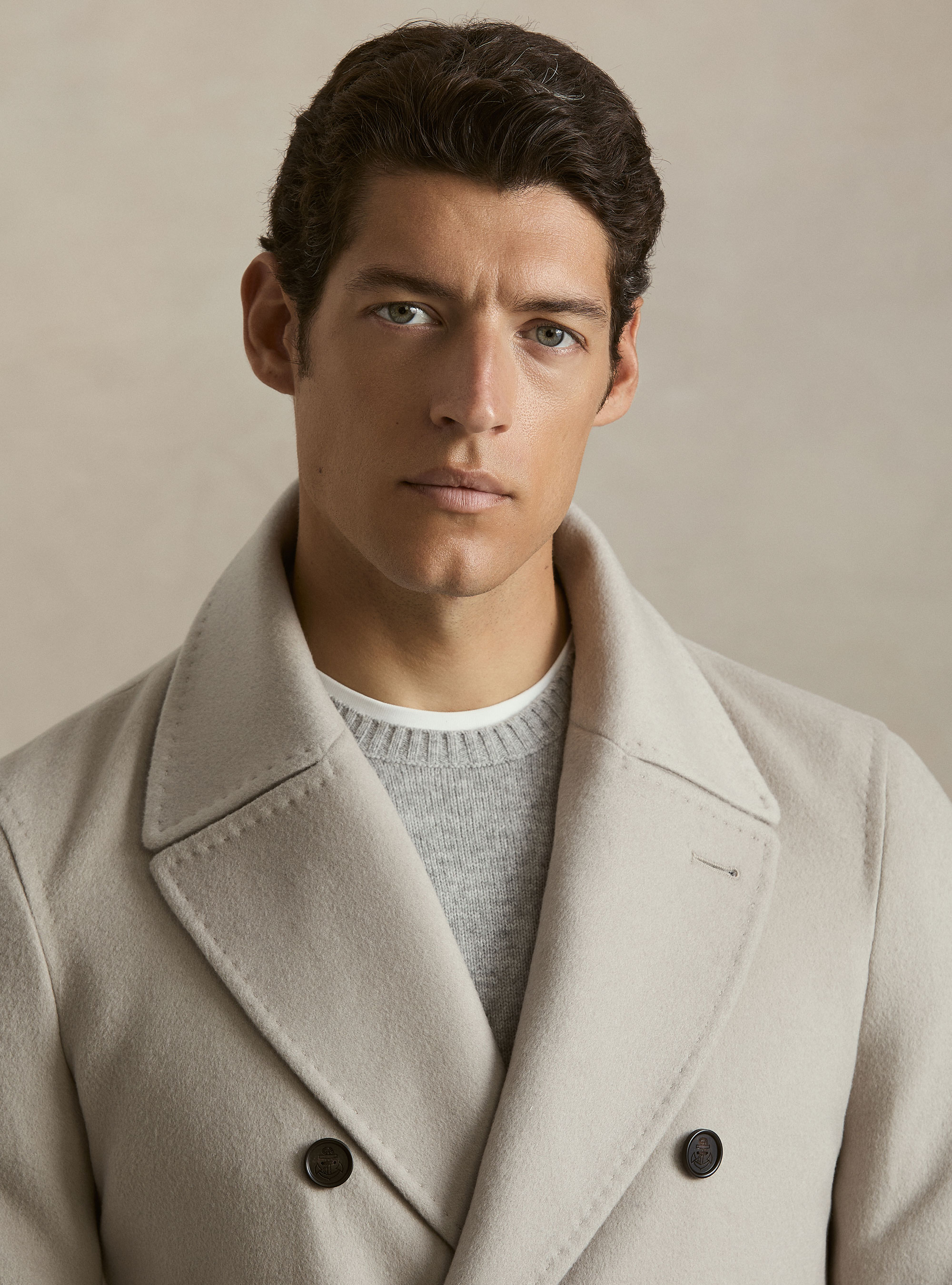 Wool-cashmere peacoat, ECRU 0536C