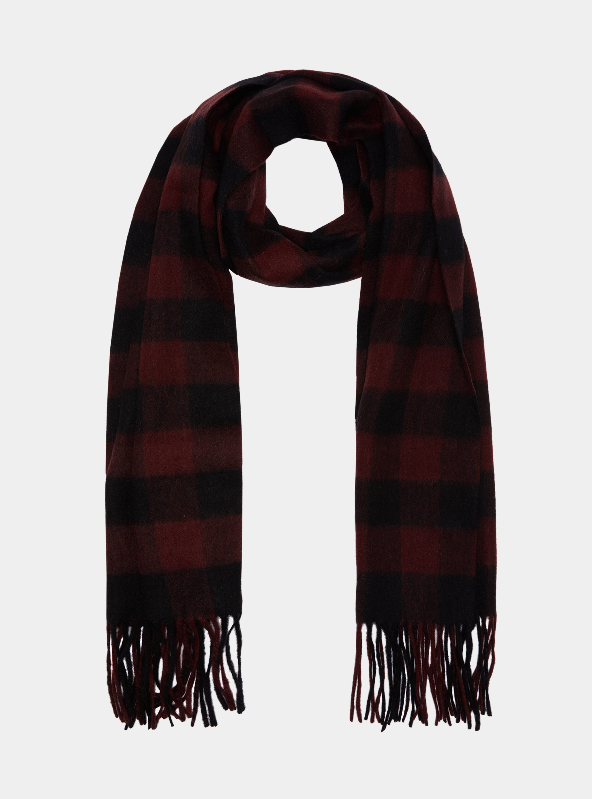 Patterned wool and cashmere scarf, BORDEAUX