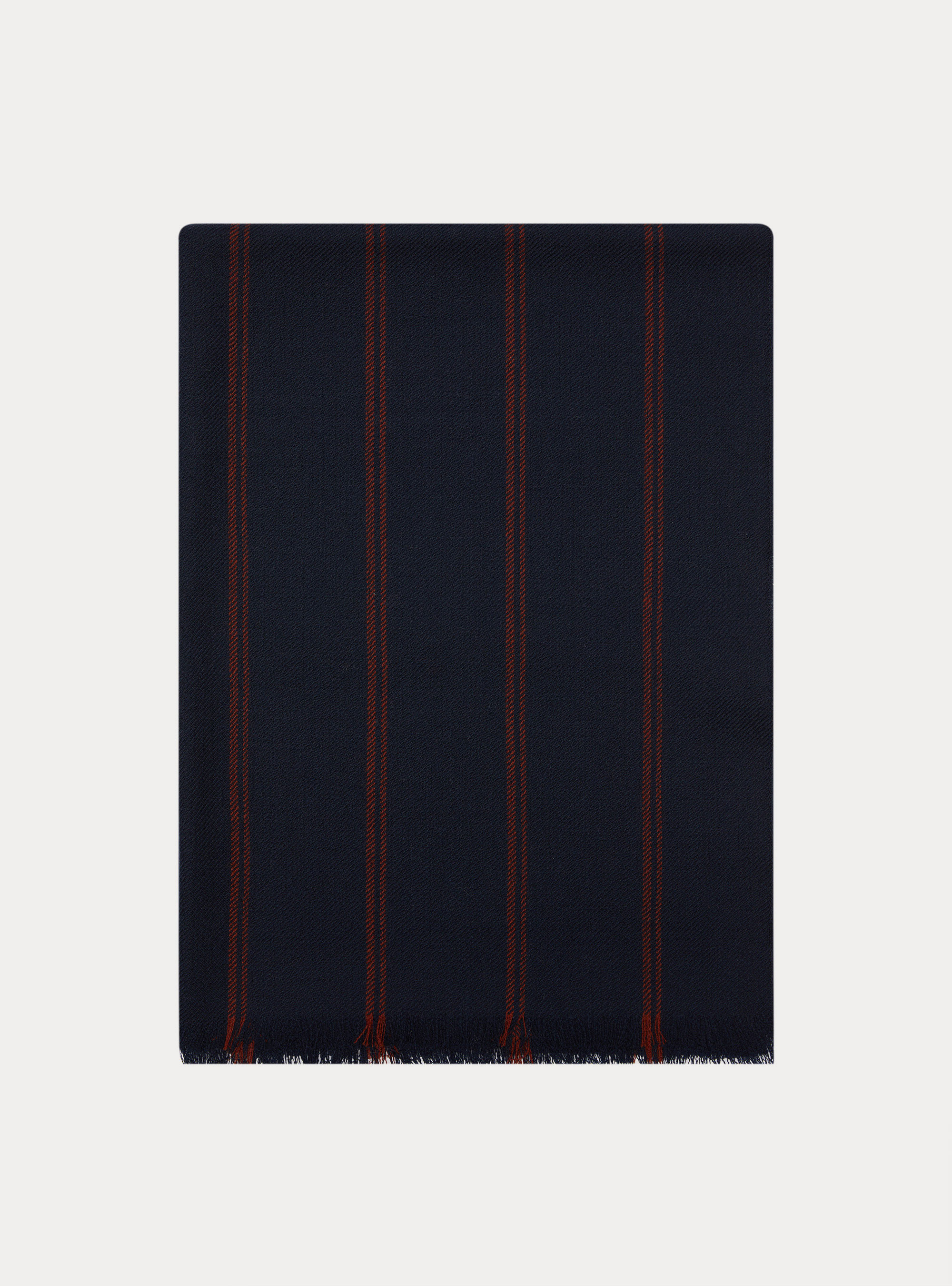 Sciarpa leggera in lana a righe, NAVY/BORDEAUX B054