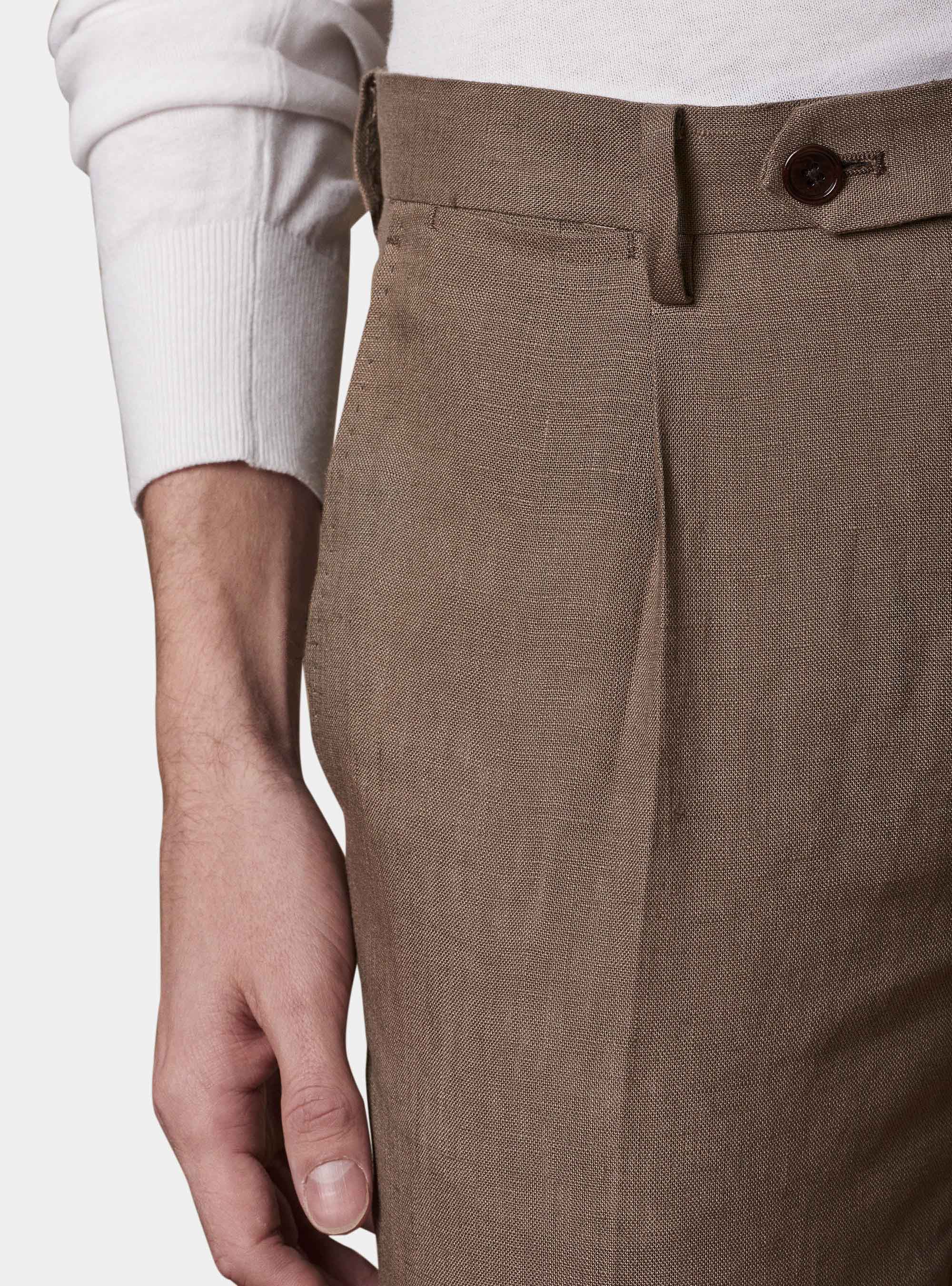 Fine twisted linen suit trousers, MUD